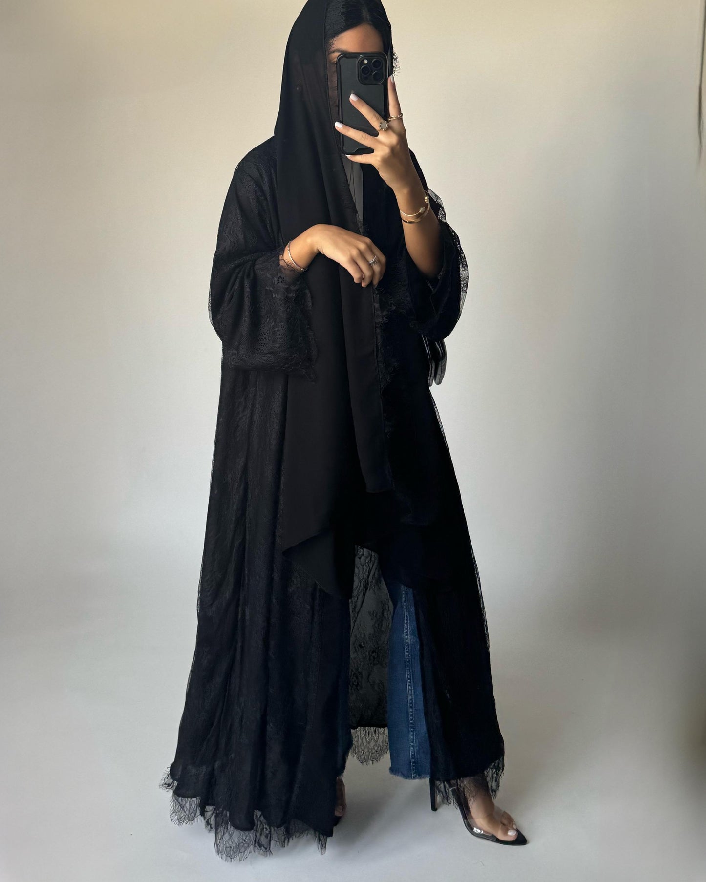 A433 - Black Lace Summery Abaya