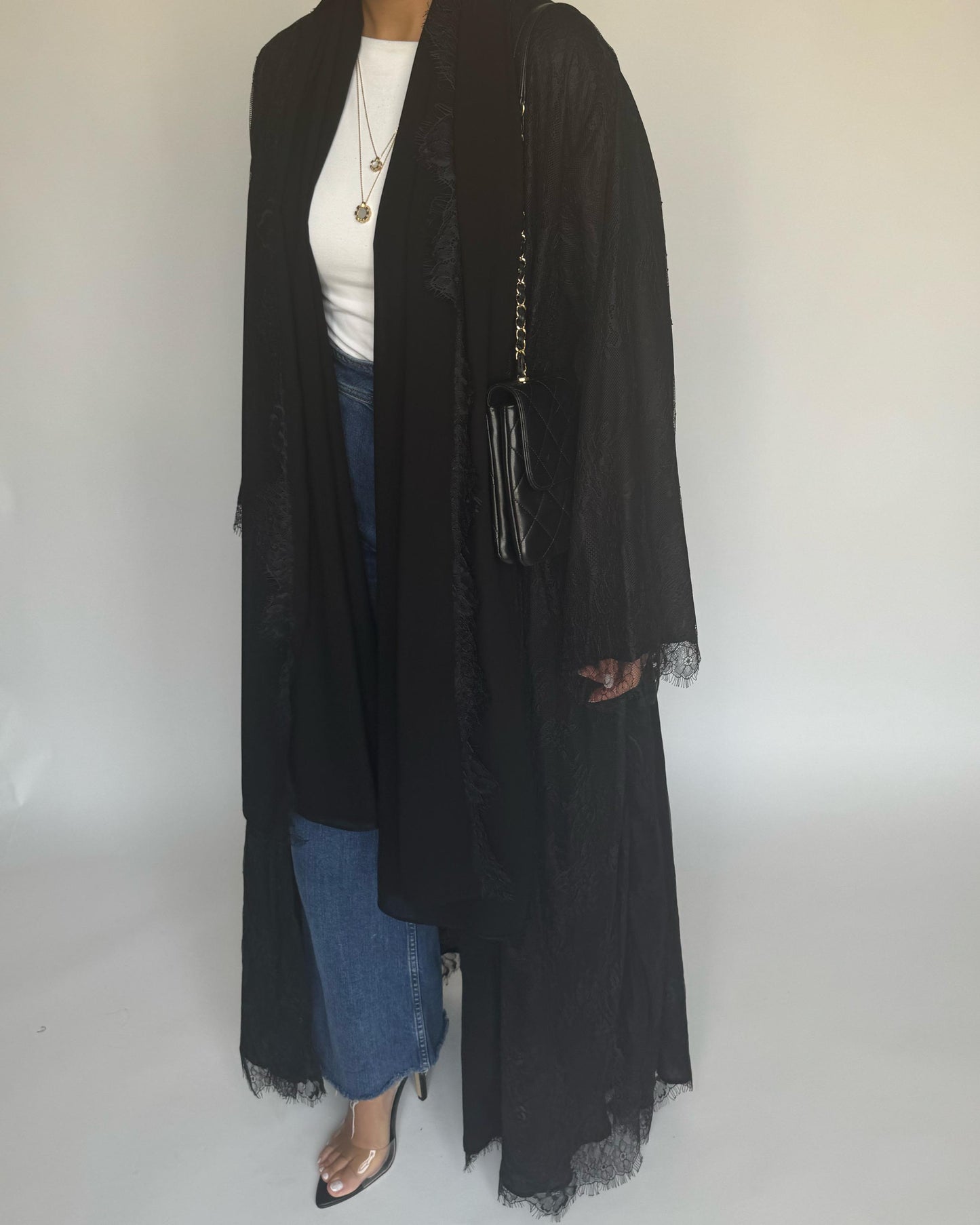 A433 - Black Lace Summery Abaya