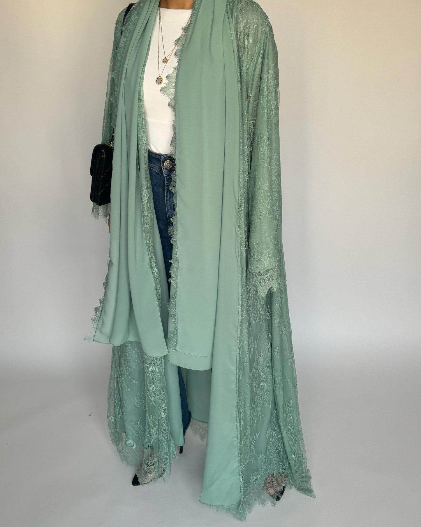 A435 - Green Lace Summery Abaya