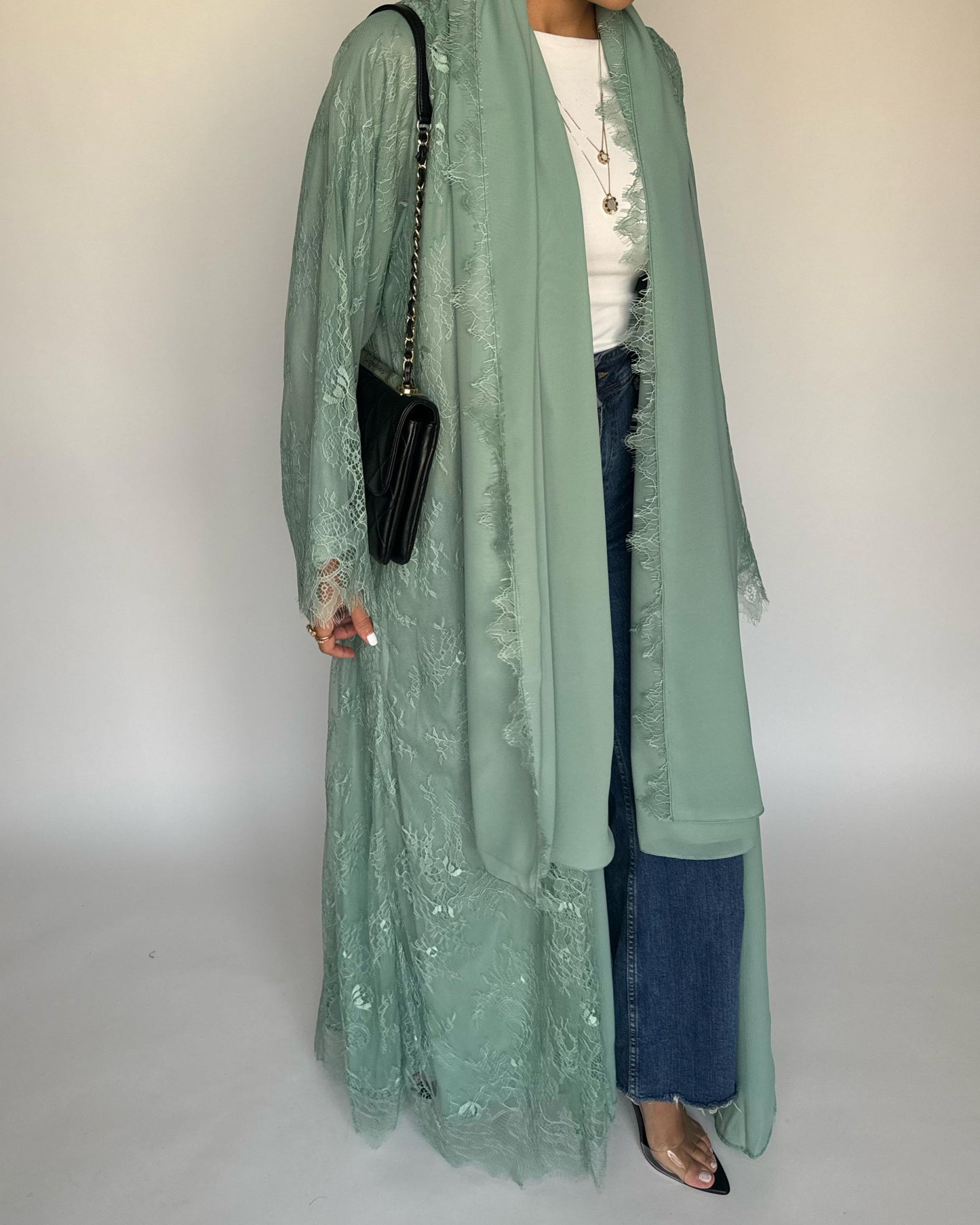 A435 - Green Lace Summery Abaya