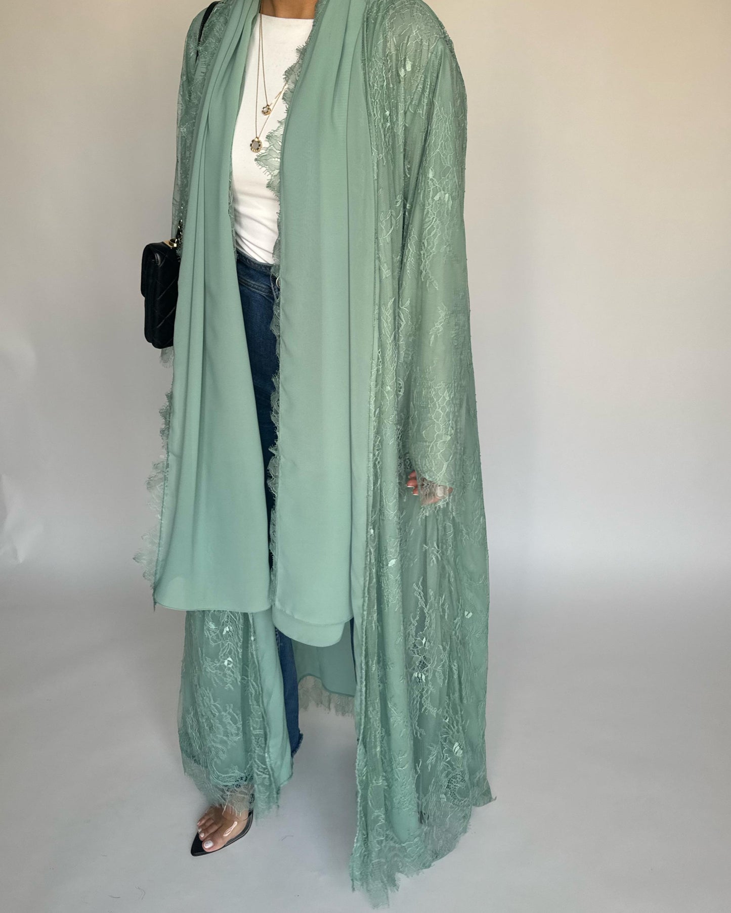 A435 - Green Lace Summery Abaya