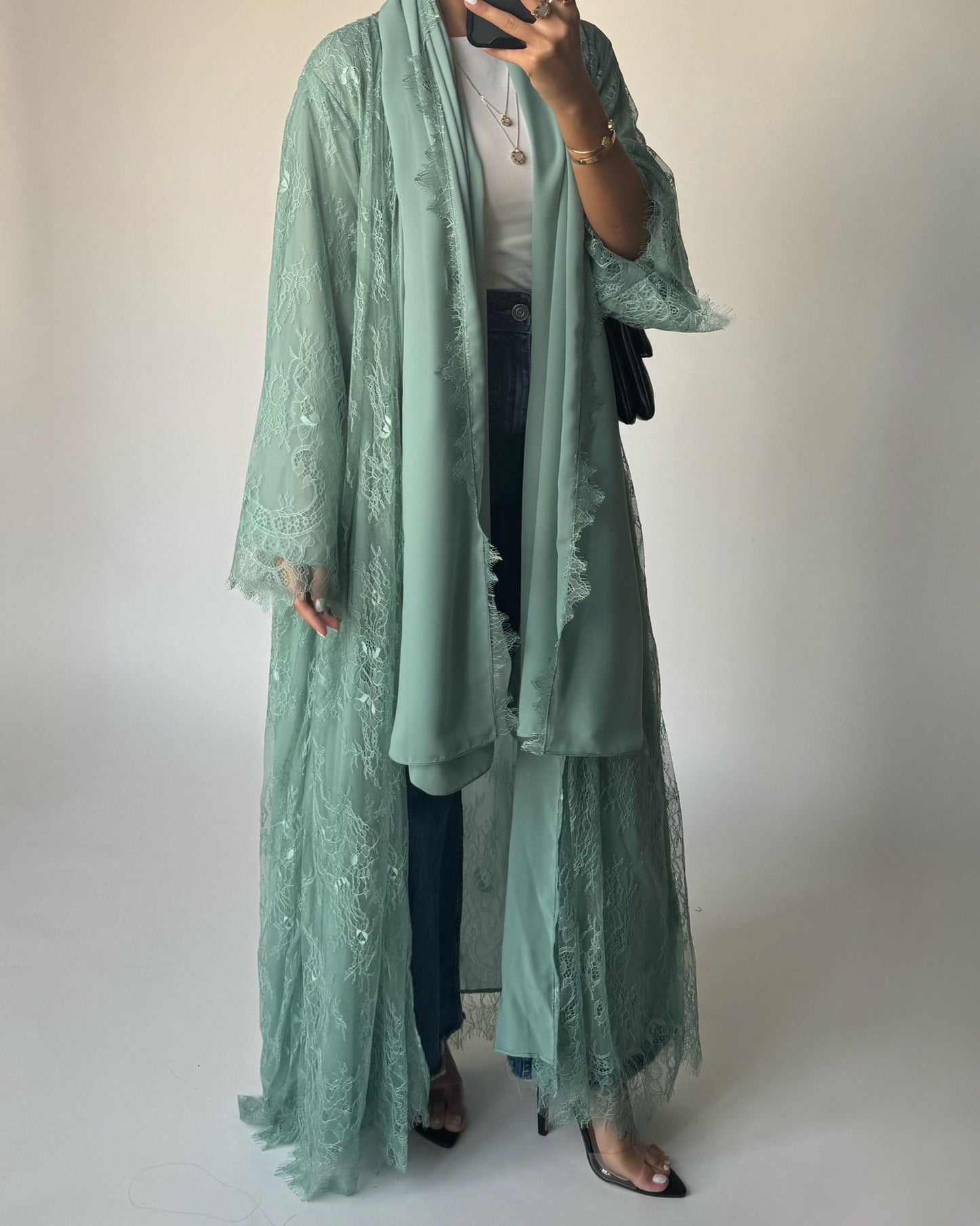A435 - Green Lace Summery Abaya