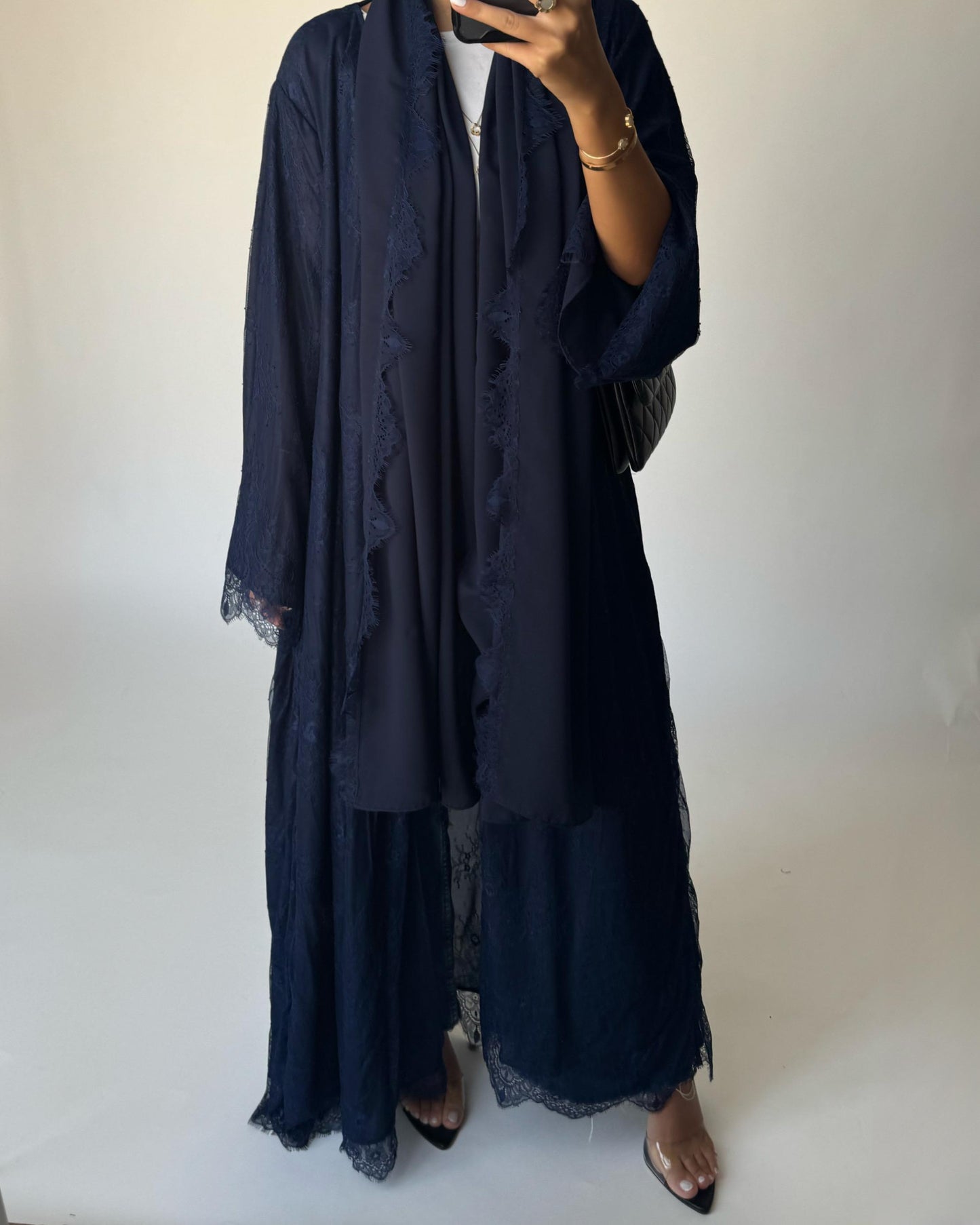 A432 - Navy Blue Lace Summery Abaya
