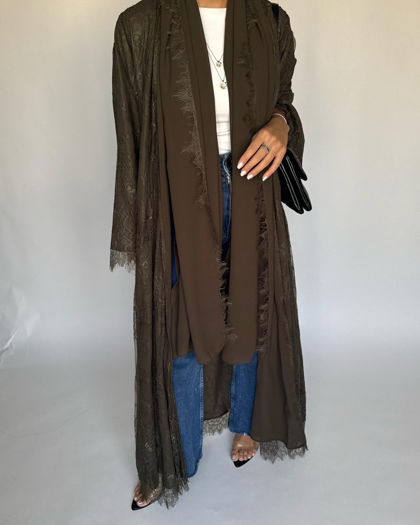 A430 - Khaki Lace Summery Abaya