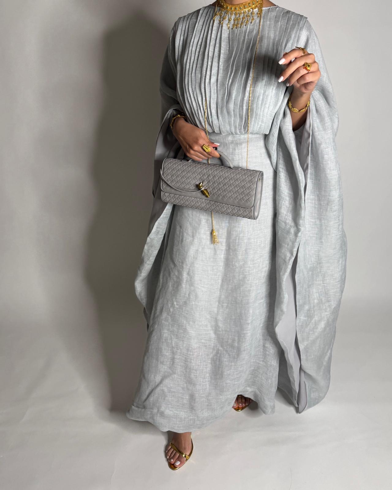 A543 - Light Gray Occasion Jalabiya (READY TO SHIP)