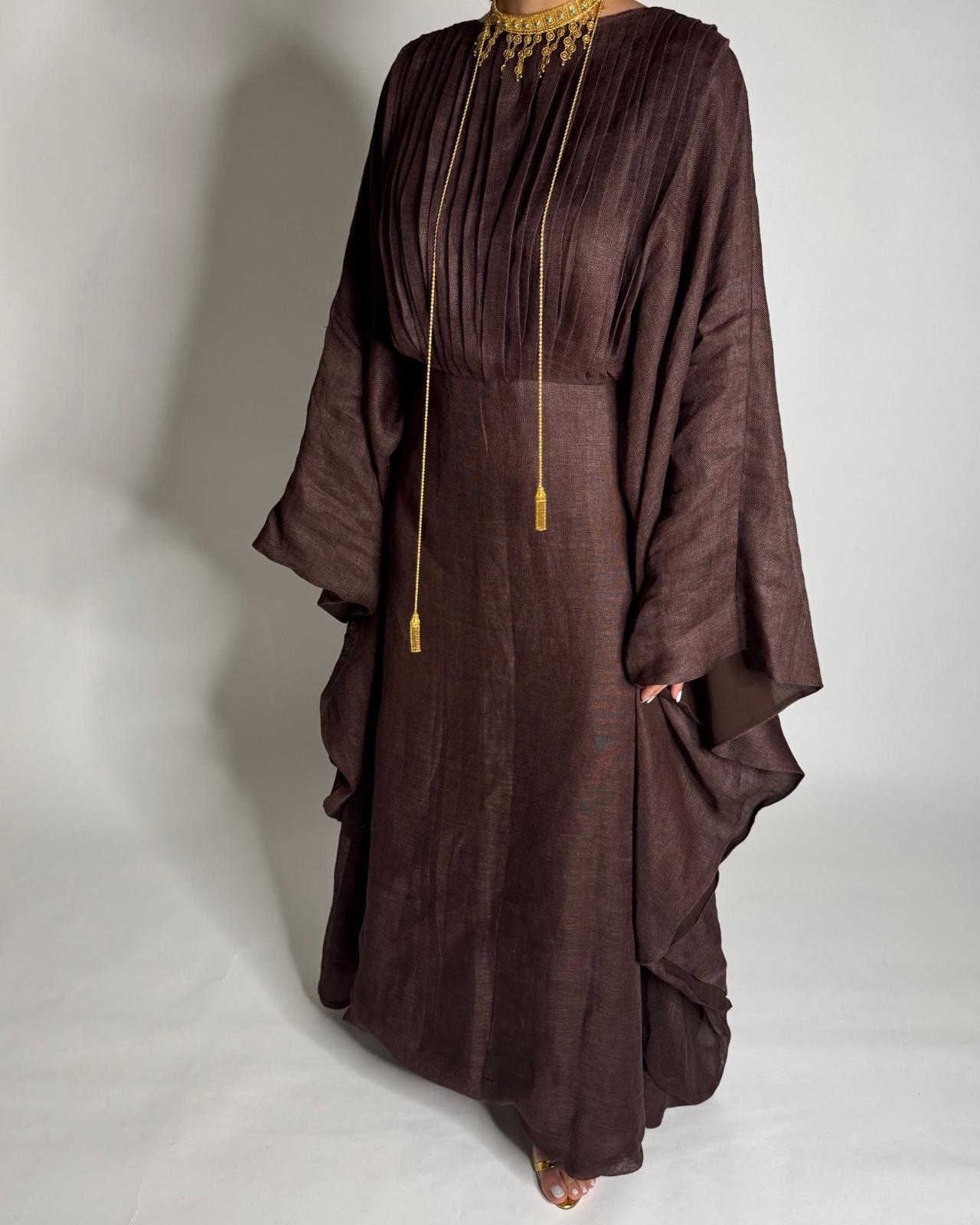 A540 - Brown Occasion Jalabiya (READY TO SHIP)