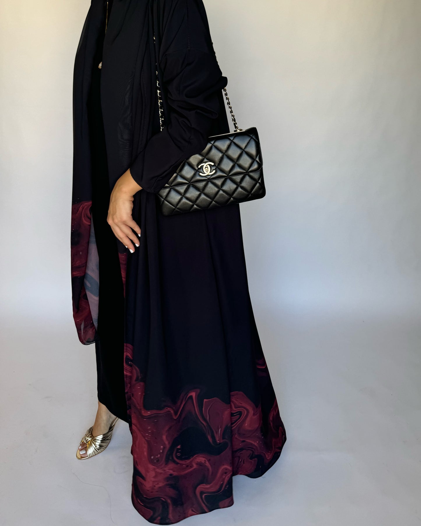 A228 - Black & Maroon Sea Abaya (READY TO SHIP)