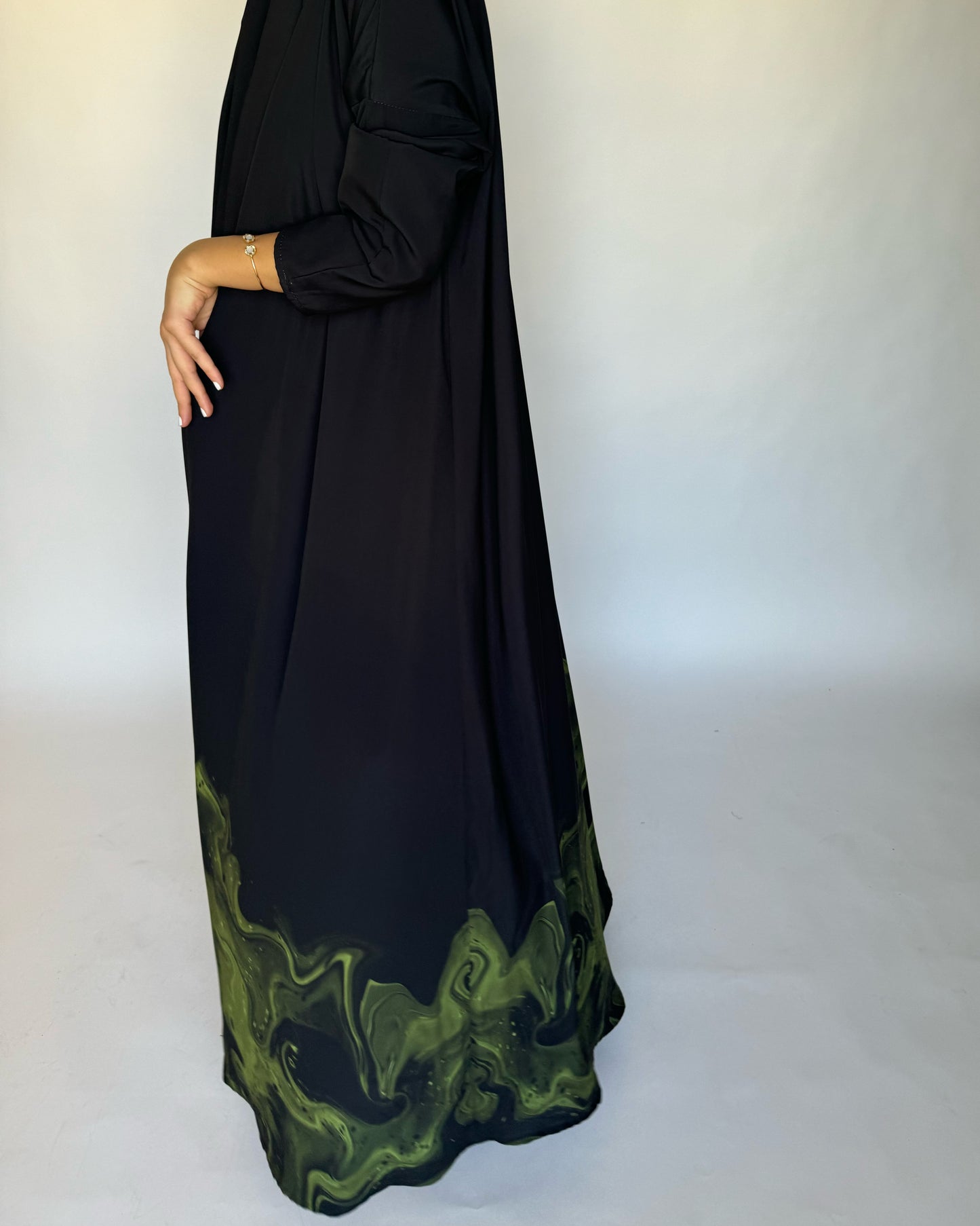 A227 - Black & Green Sea Abaya (READY TO SHIP)