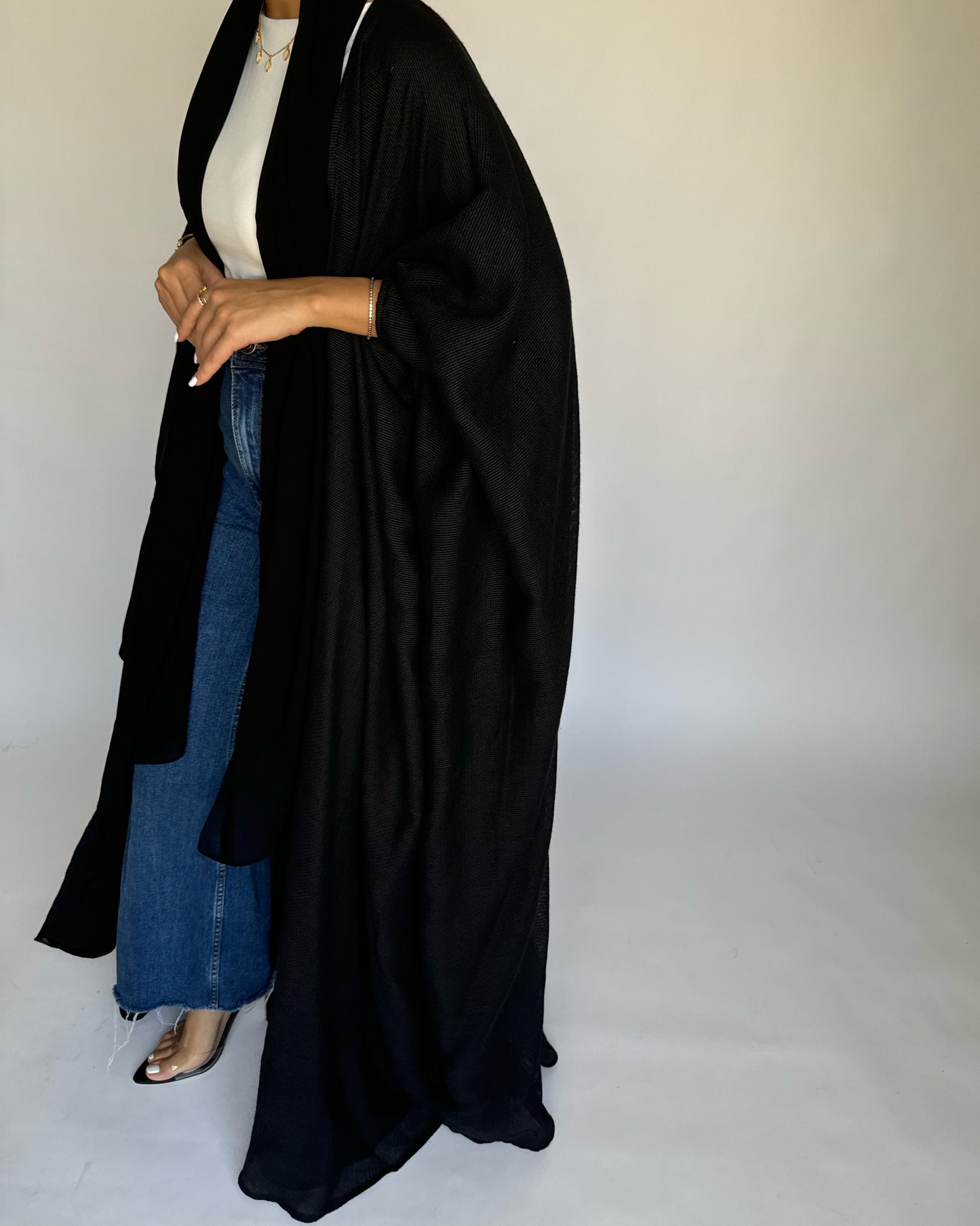 A222 - Summer Daily Black Weave Abaya