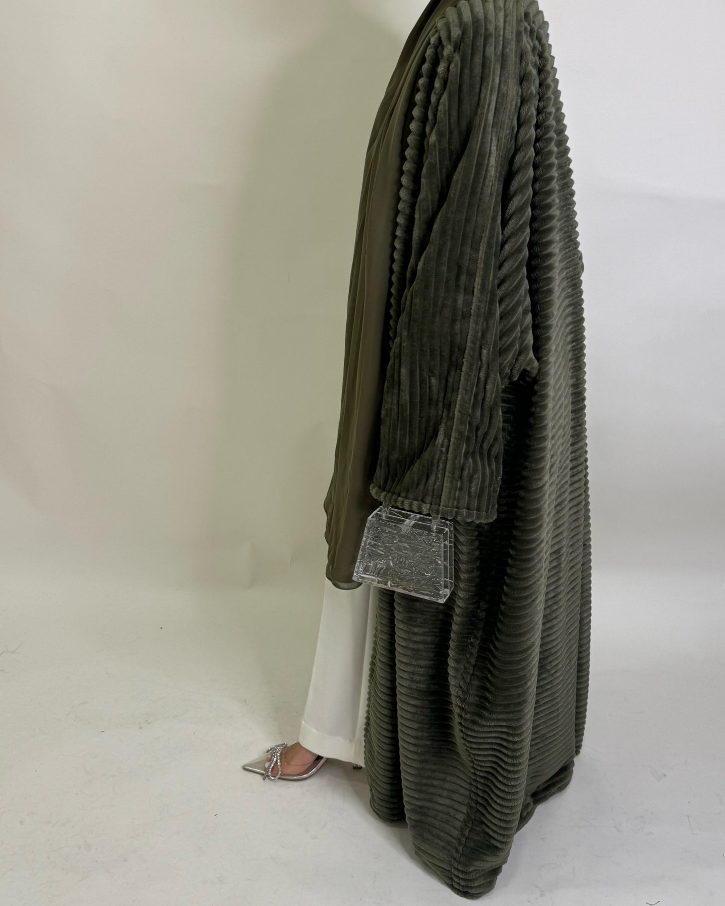 Olive Green Fur Abaya