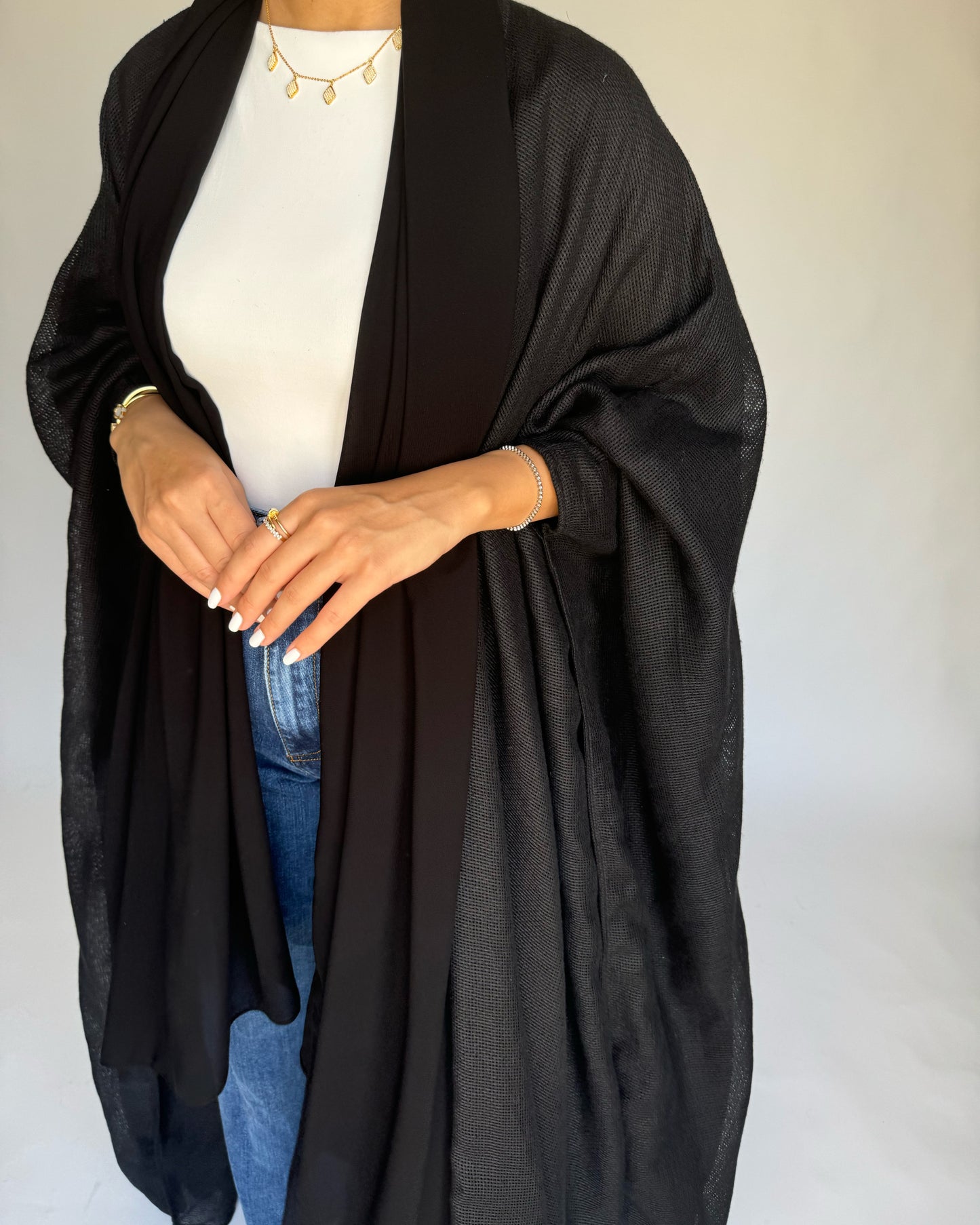 A222 - Summer Daily Black Weave Abaya