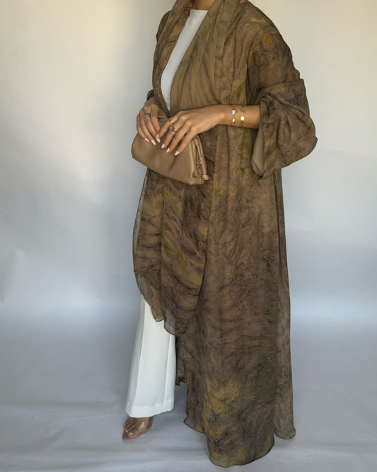 A188 - Light Brown Pattern Abaya