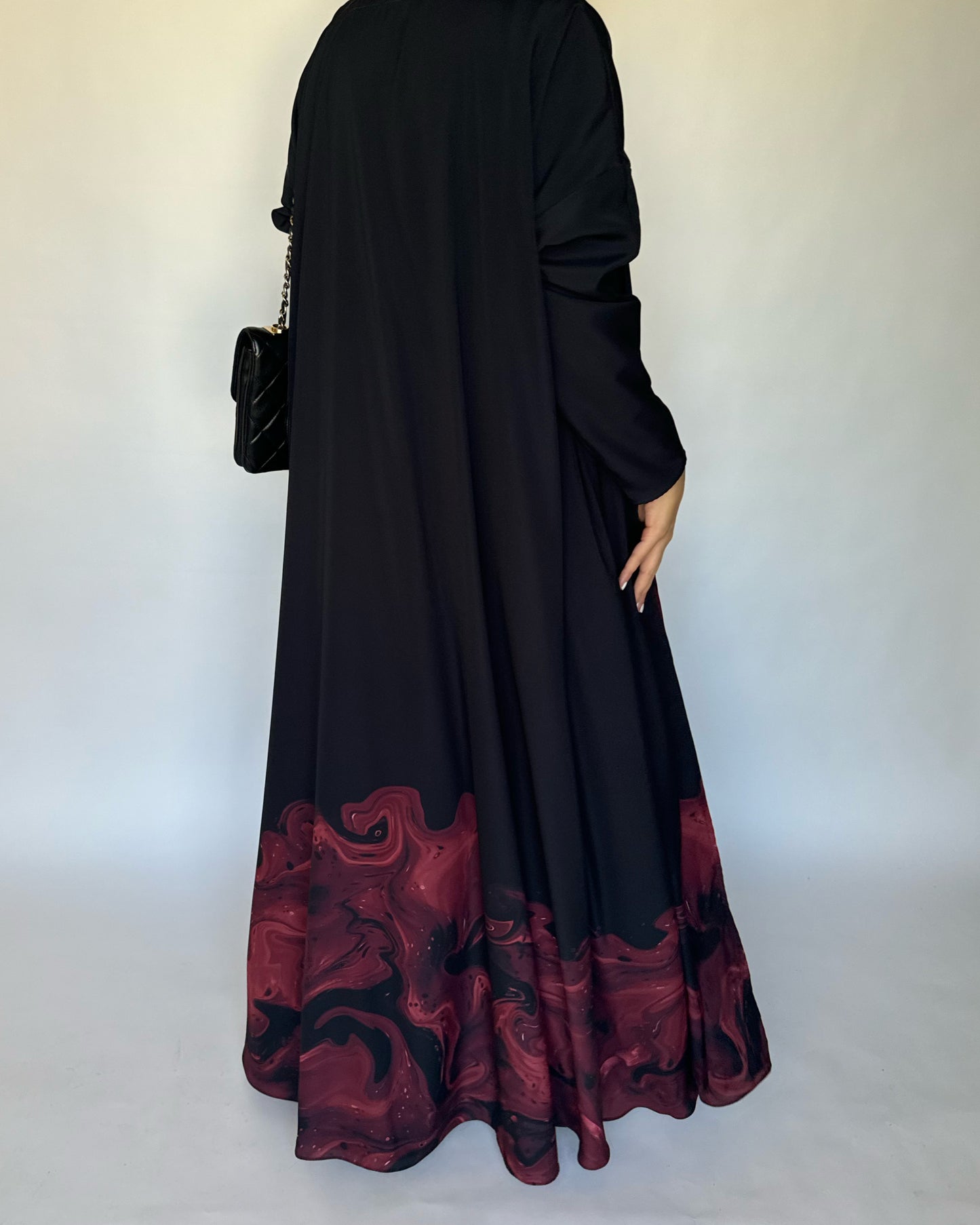 A228 - Black & Maroon Sea Abaya (READY TO SHIP)