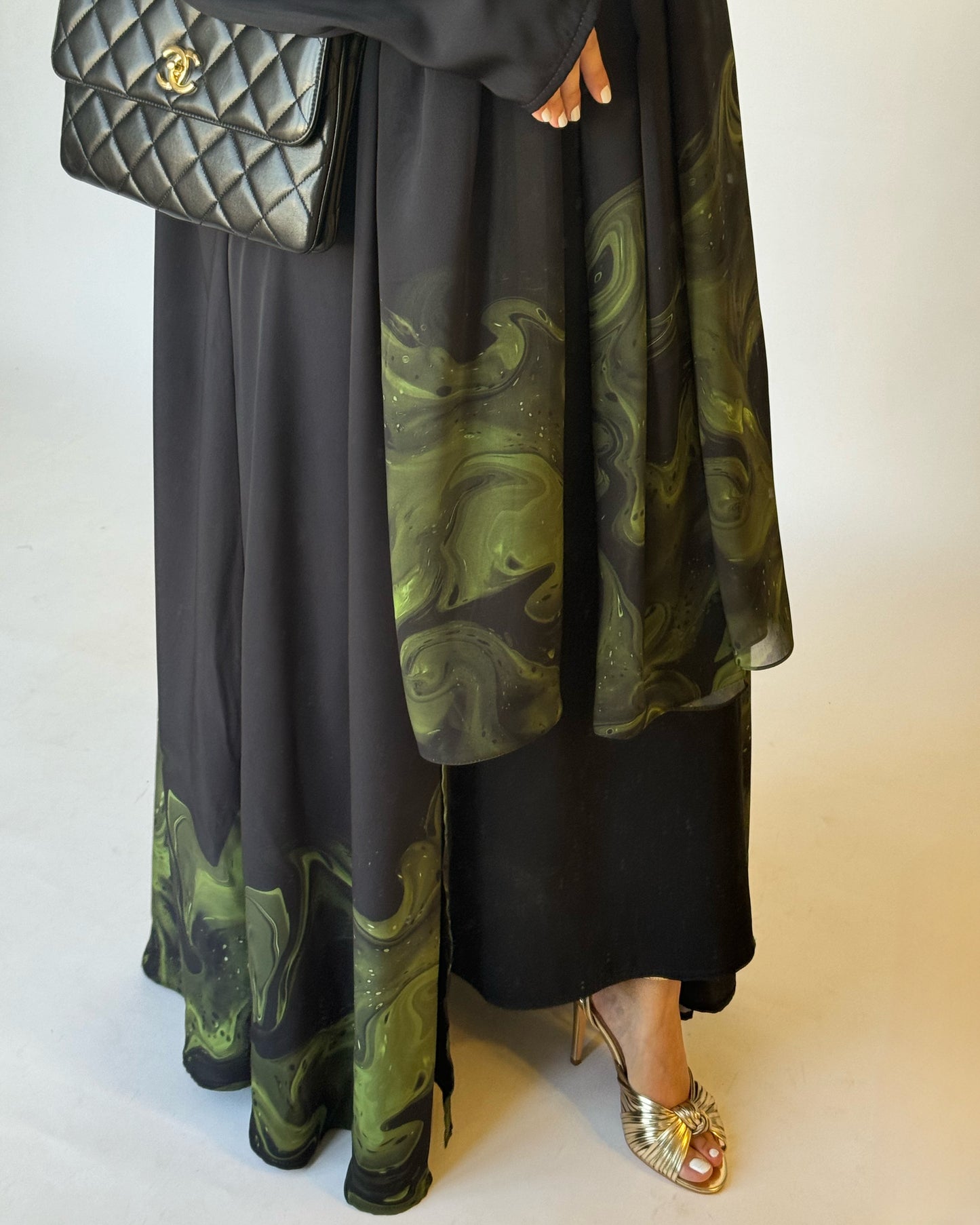A227 - Black & Green Sea Abaya (READY TO SHIP)