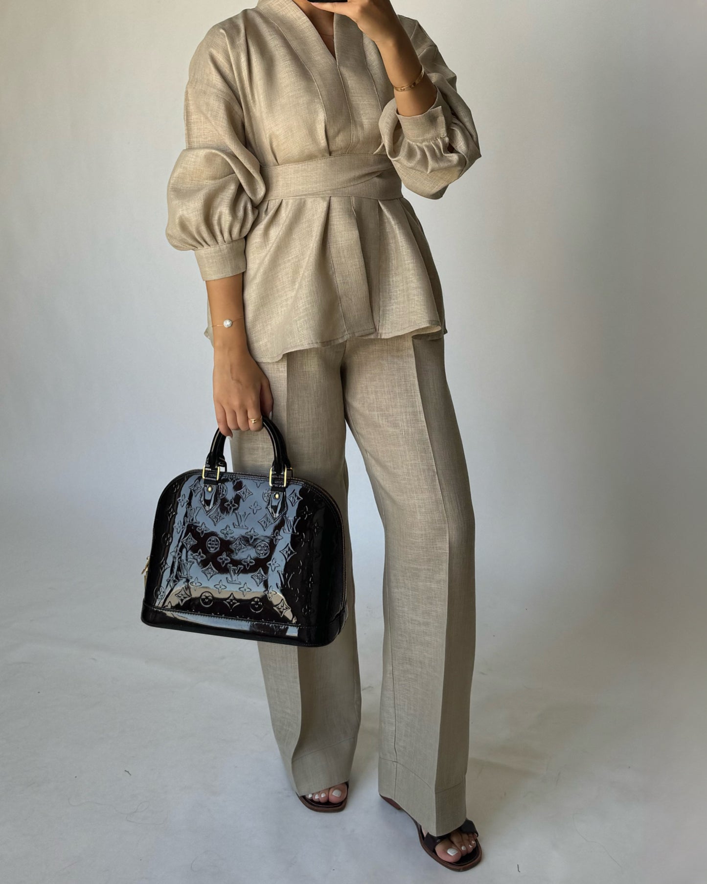 A195 - Beige Summer Linen Set (READY TO SHIP)