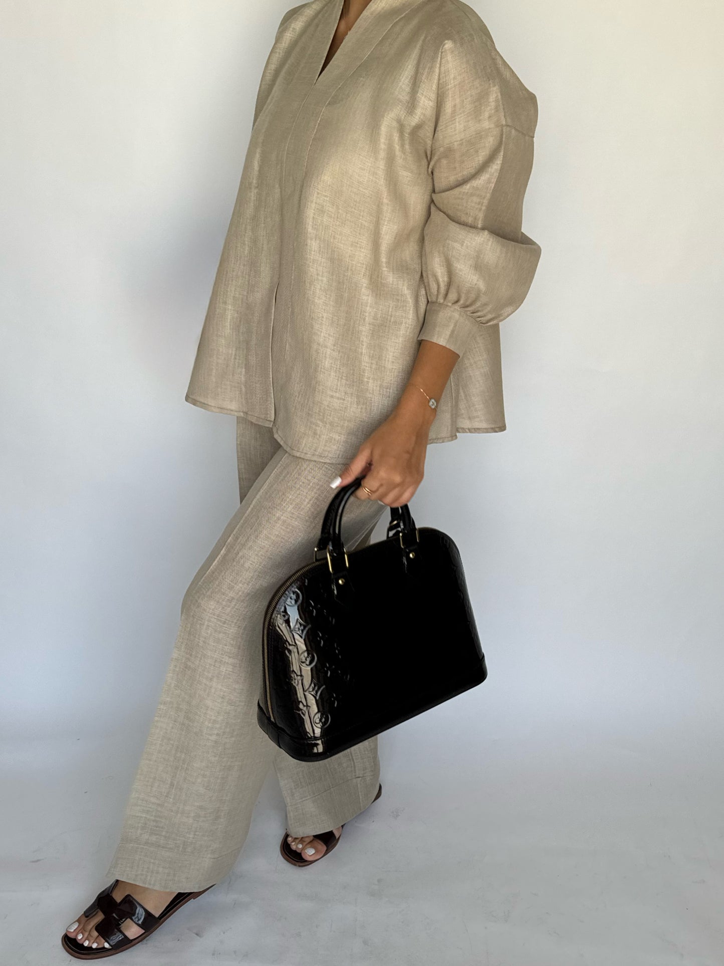 A195 - Beige Summer Linen Set (READY TO SHIP)