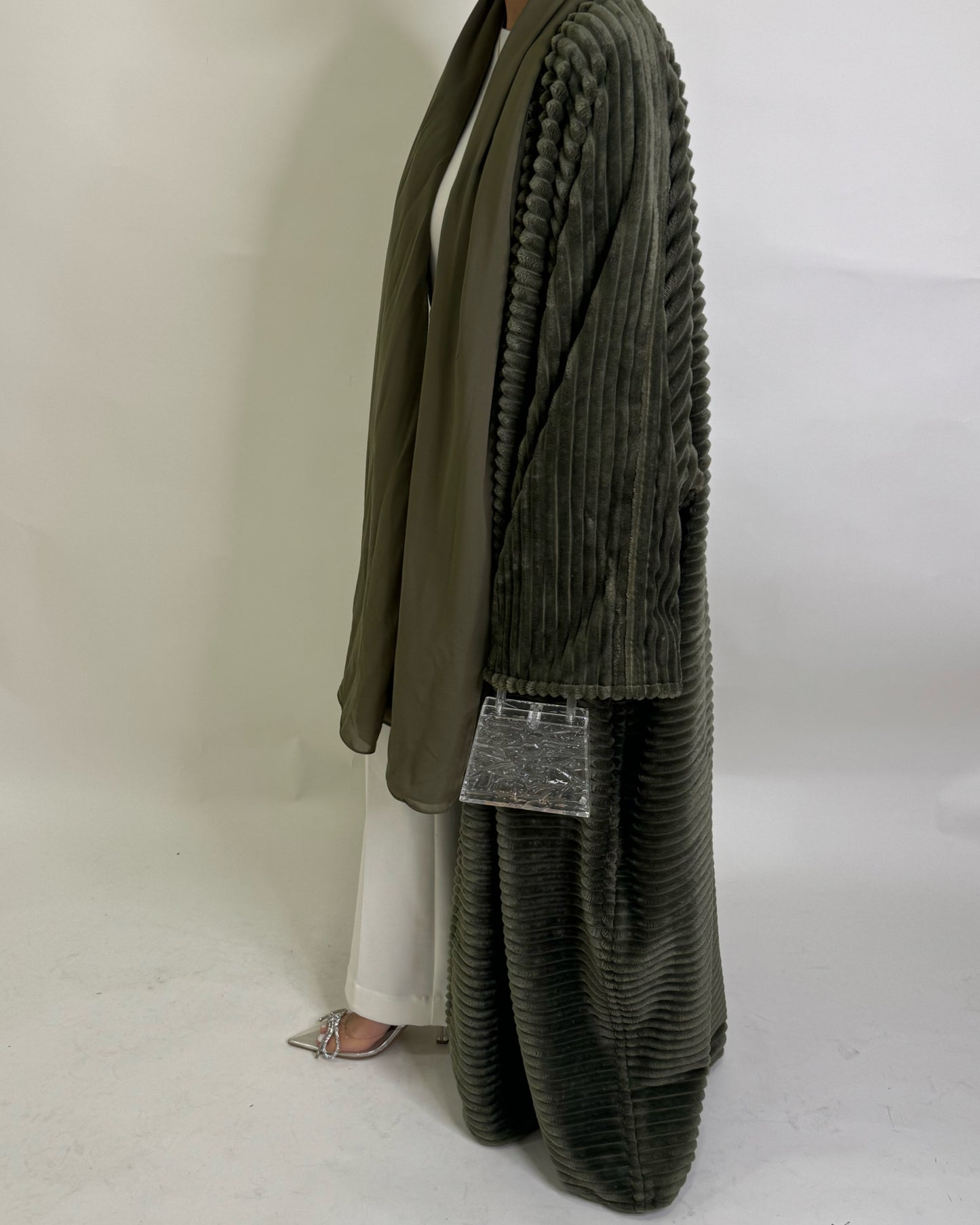 Olive Green Fur Abaya