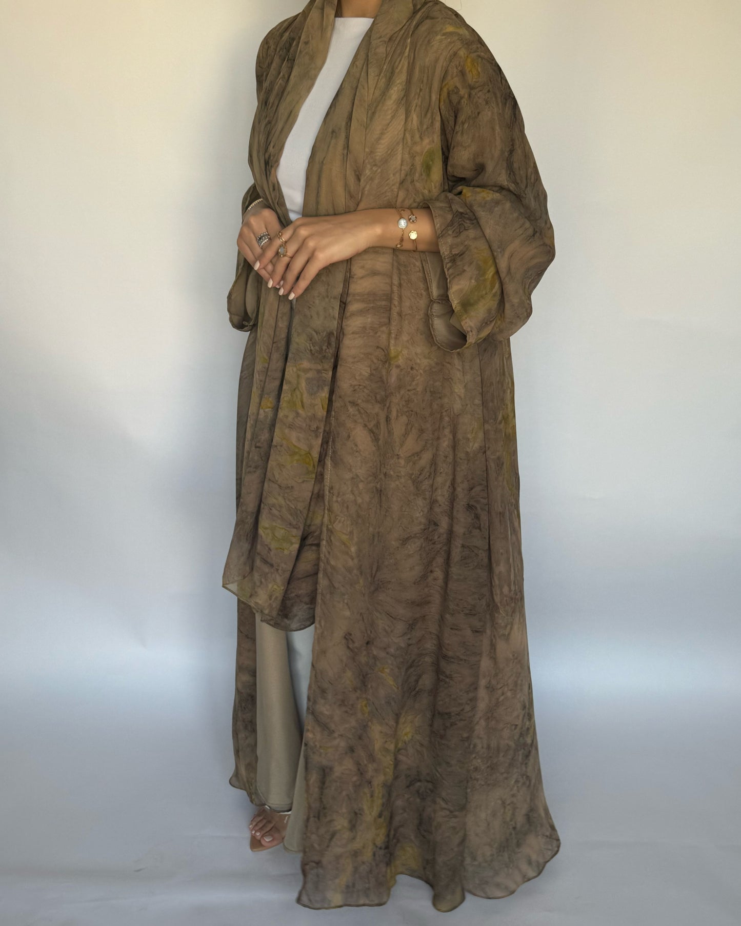 A188 - Light Brown Pattern Abaya