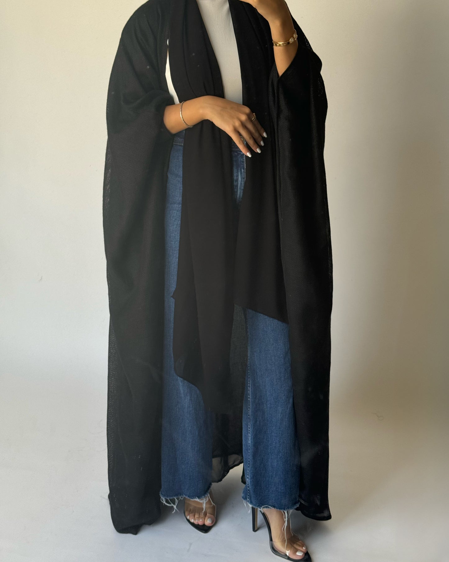 A222 - Summer Daily Black Weave Abaya