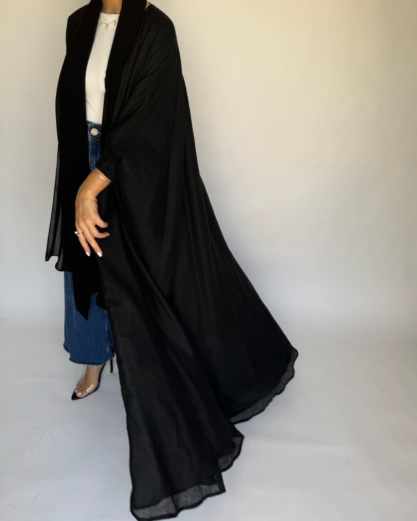 A222 - Summer Daily Black Weave Abaya