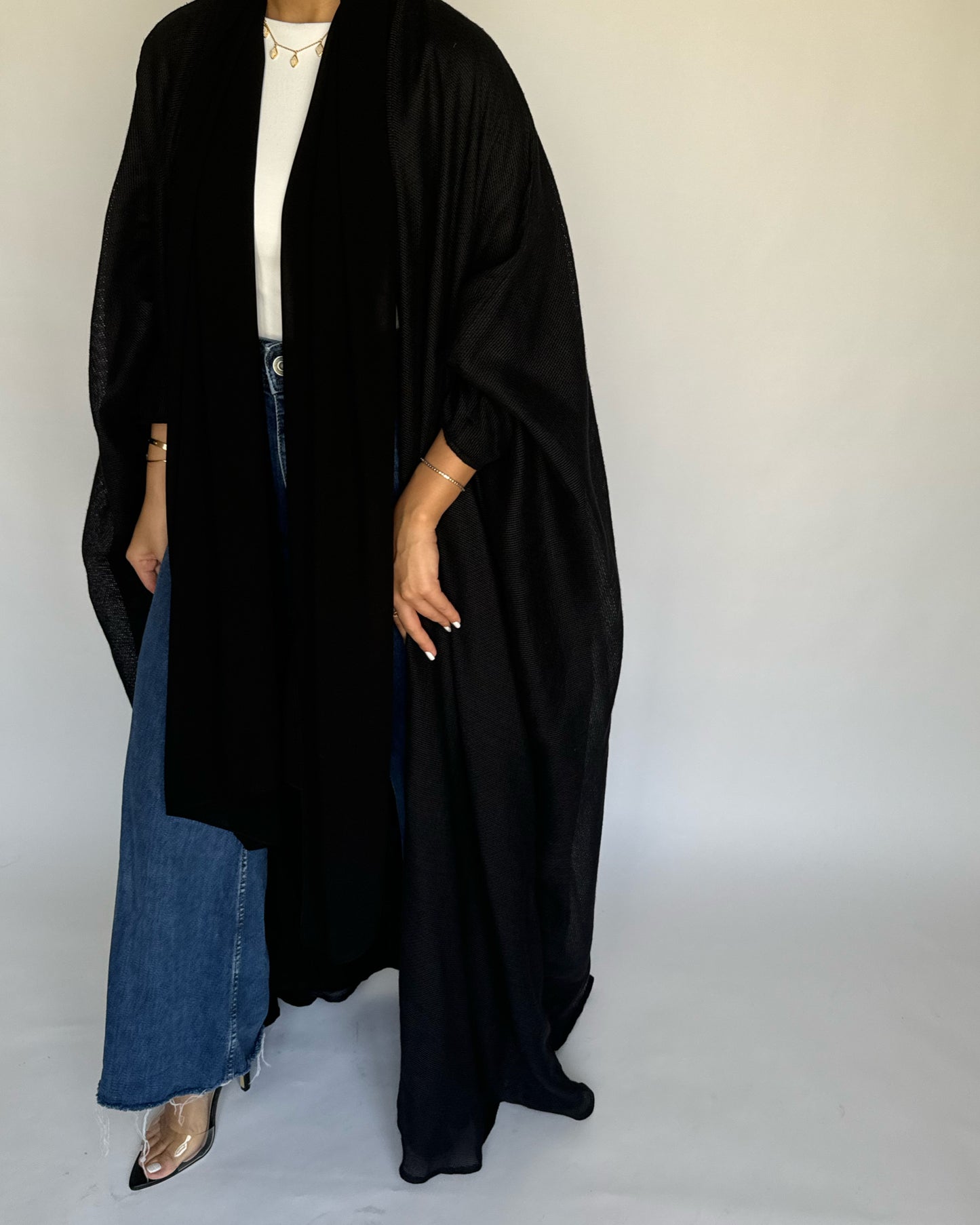 A222 - Summer Daily Black Weave Abaya