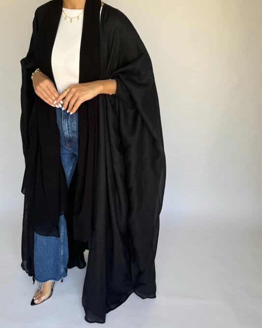 A222 - Summer Daily Black Weave Abaya