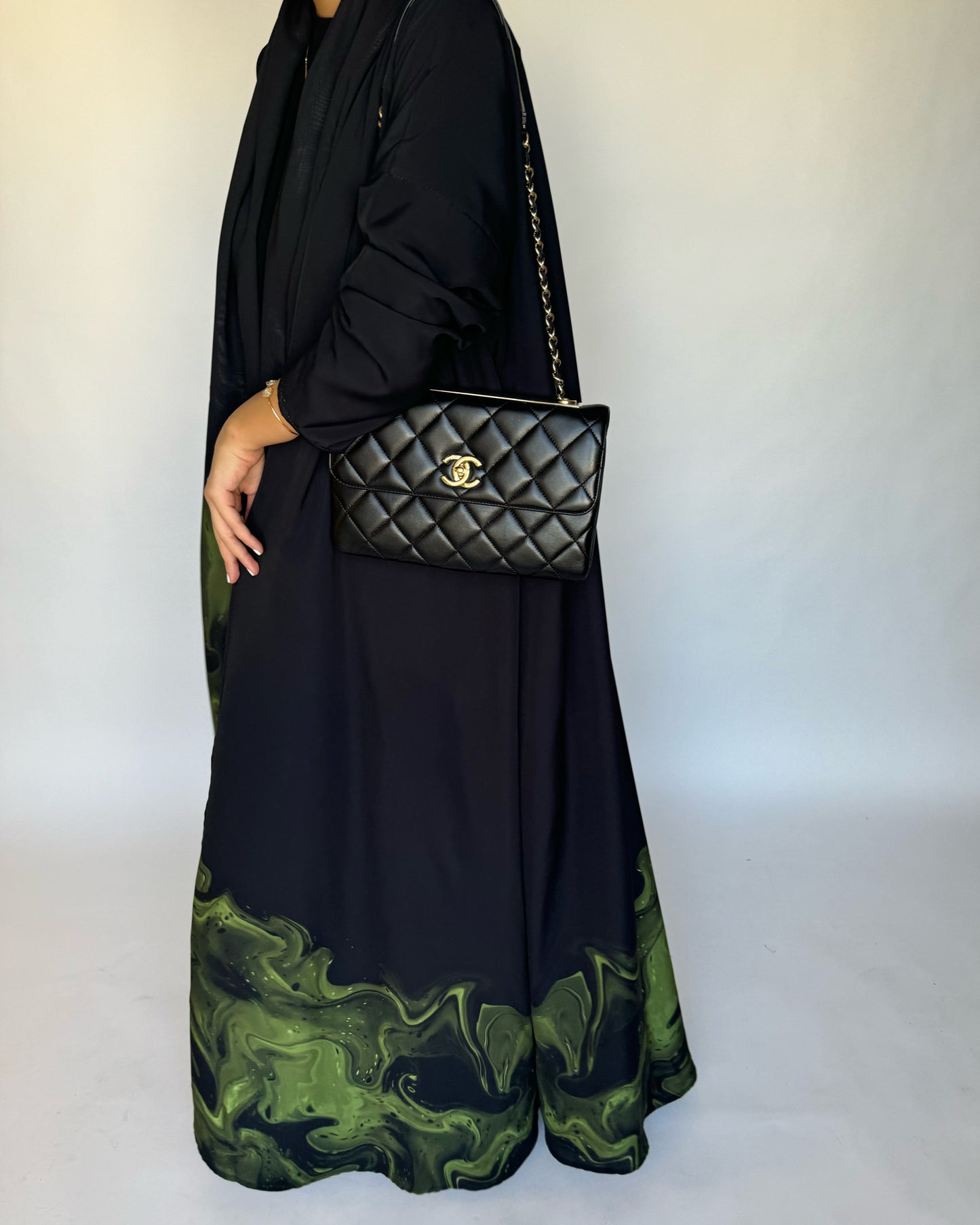 A227 - Black & Green Sea Abaya (READY TO SHIP)