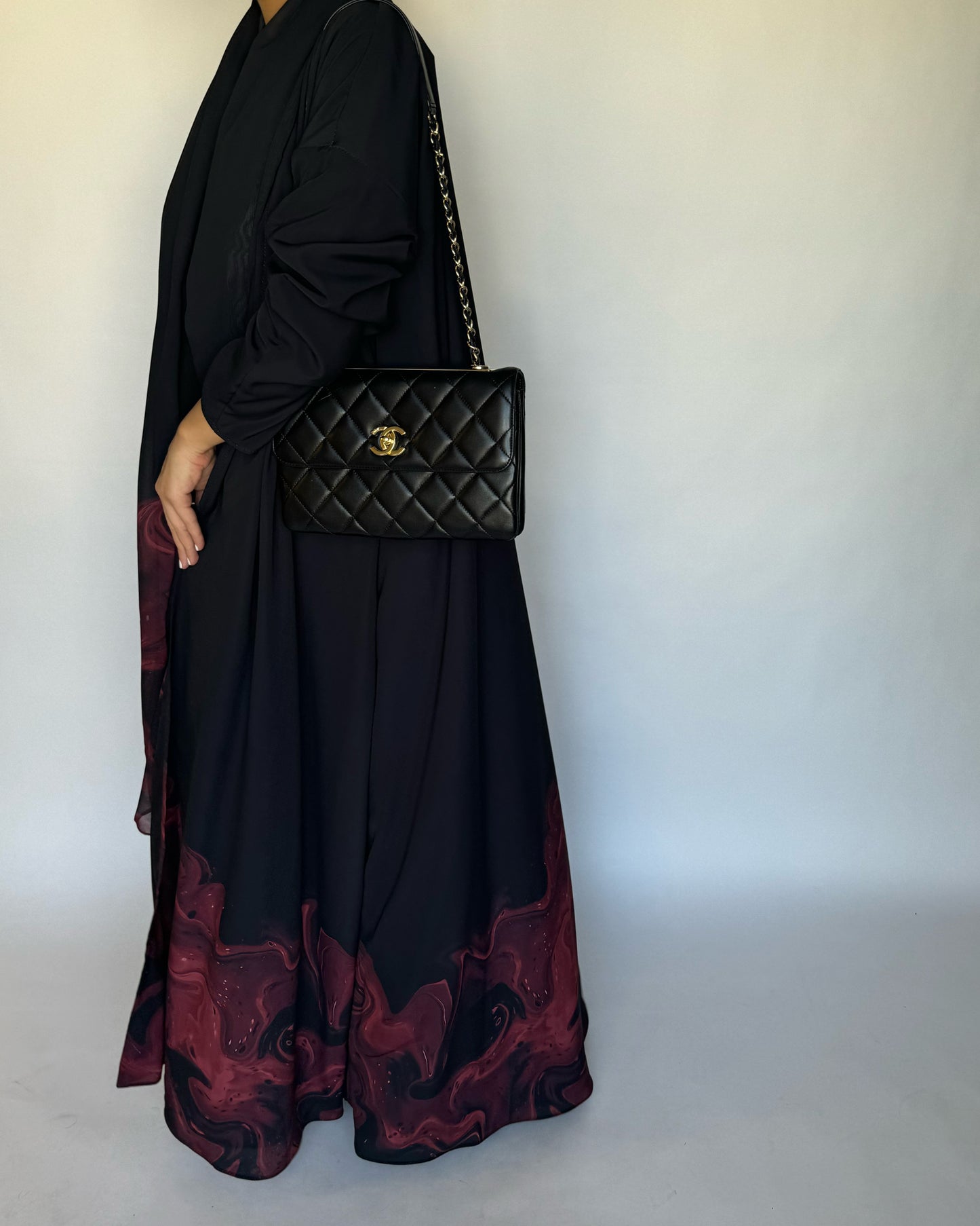 A228 - Black & Maroon Sea Abaya (READY TO SHIP)