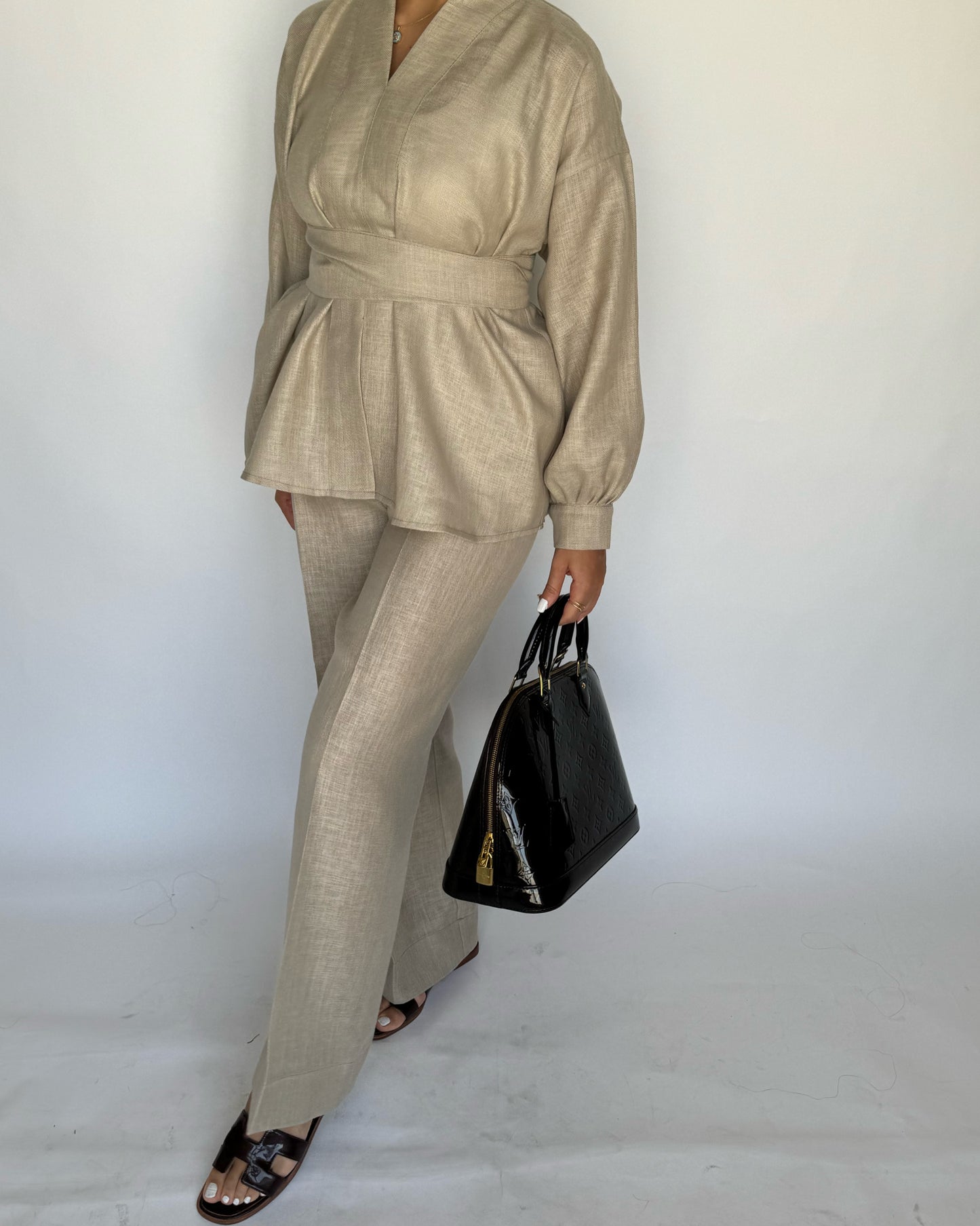 A195 - Beige Summer Linen Set (READY TO SHIP)