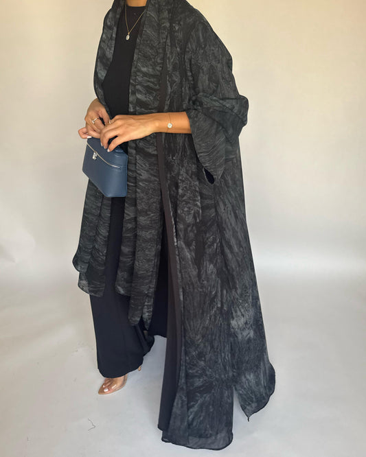 A453 - Black/Gray Pattern Summery A-CUT Abaya