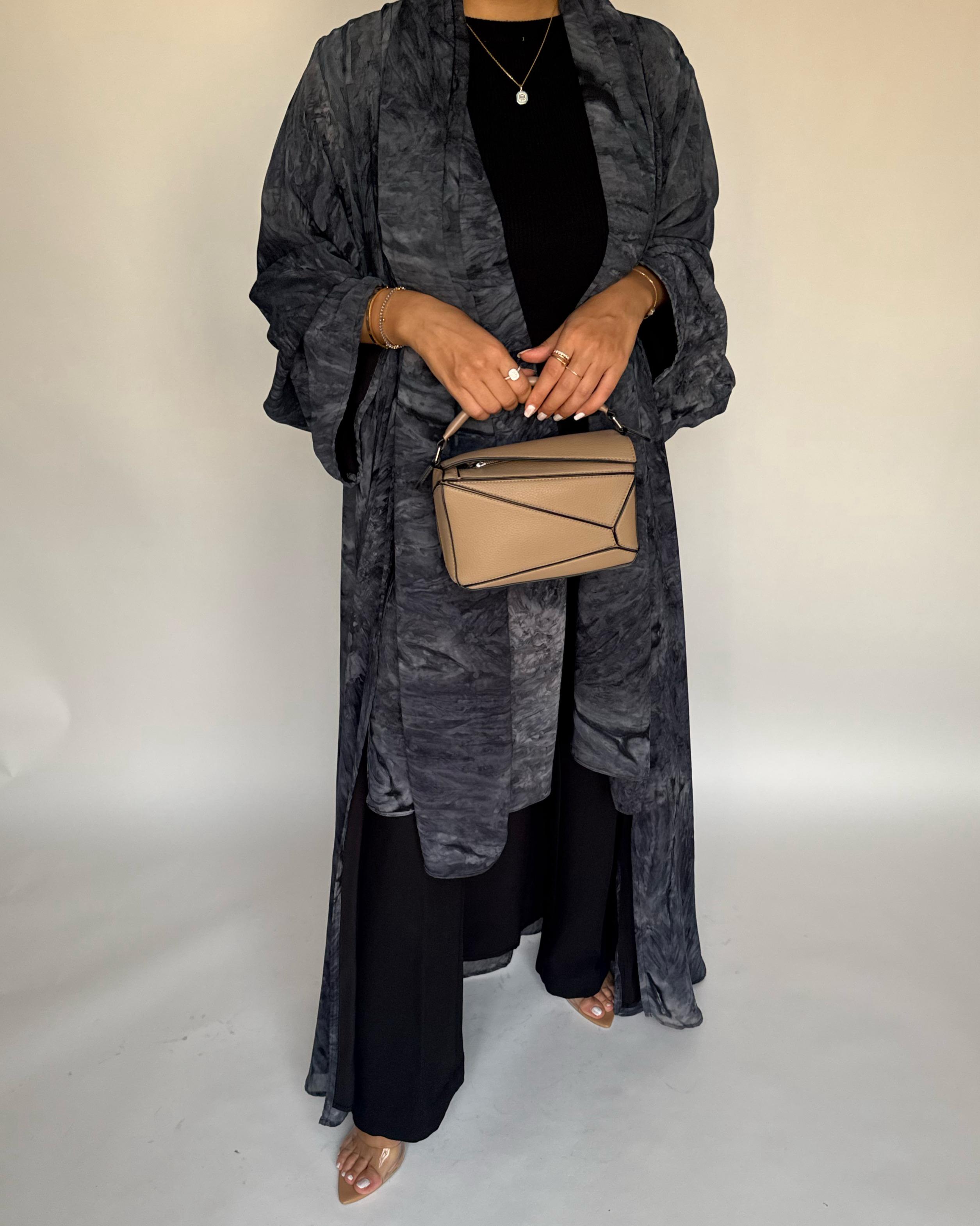 A454 - Blue/ Gray Pattern Summery A-CUT Abaya