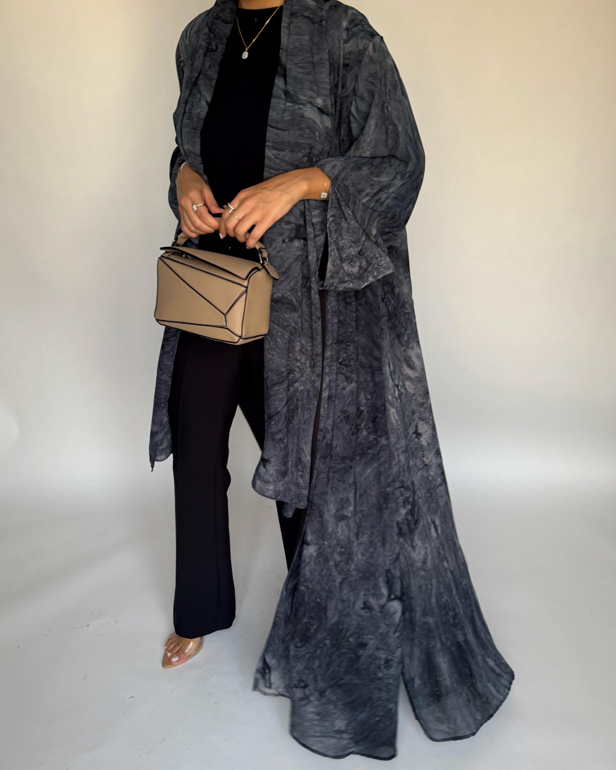 A454 - Blue/ Gray Pattern Summery A-CUT Abaya