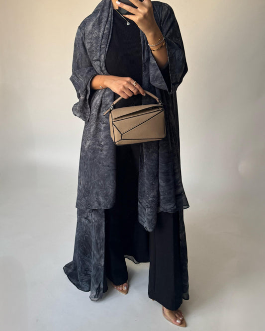 A454 - Blue/ Gray Pattern Summery A-CUT Abaya