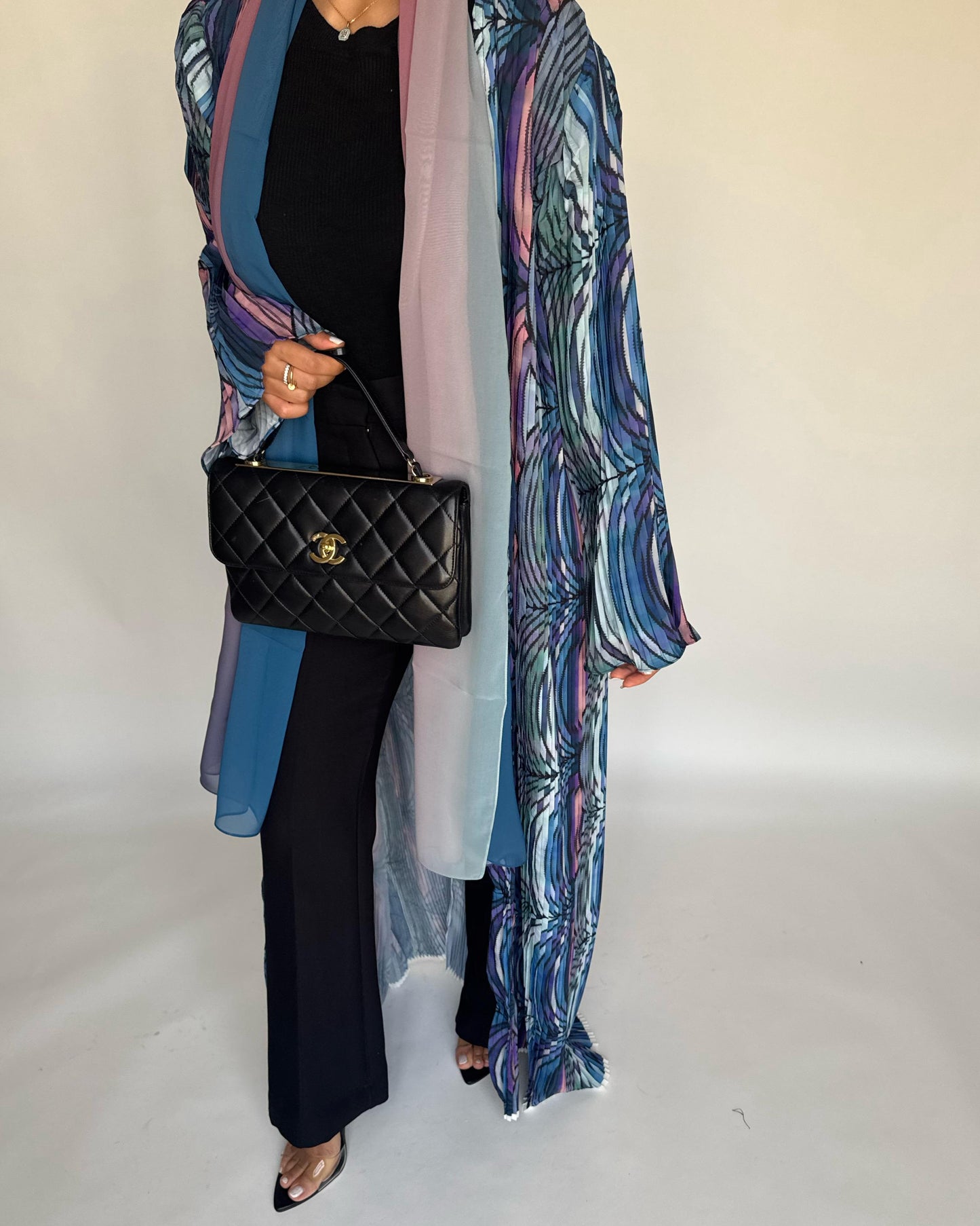 A455 - Pleated Summary Abaya with Ombre Head Scarf