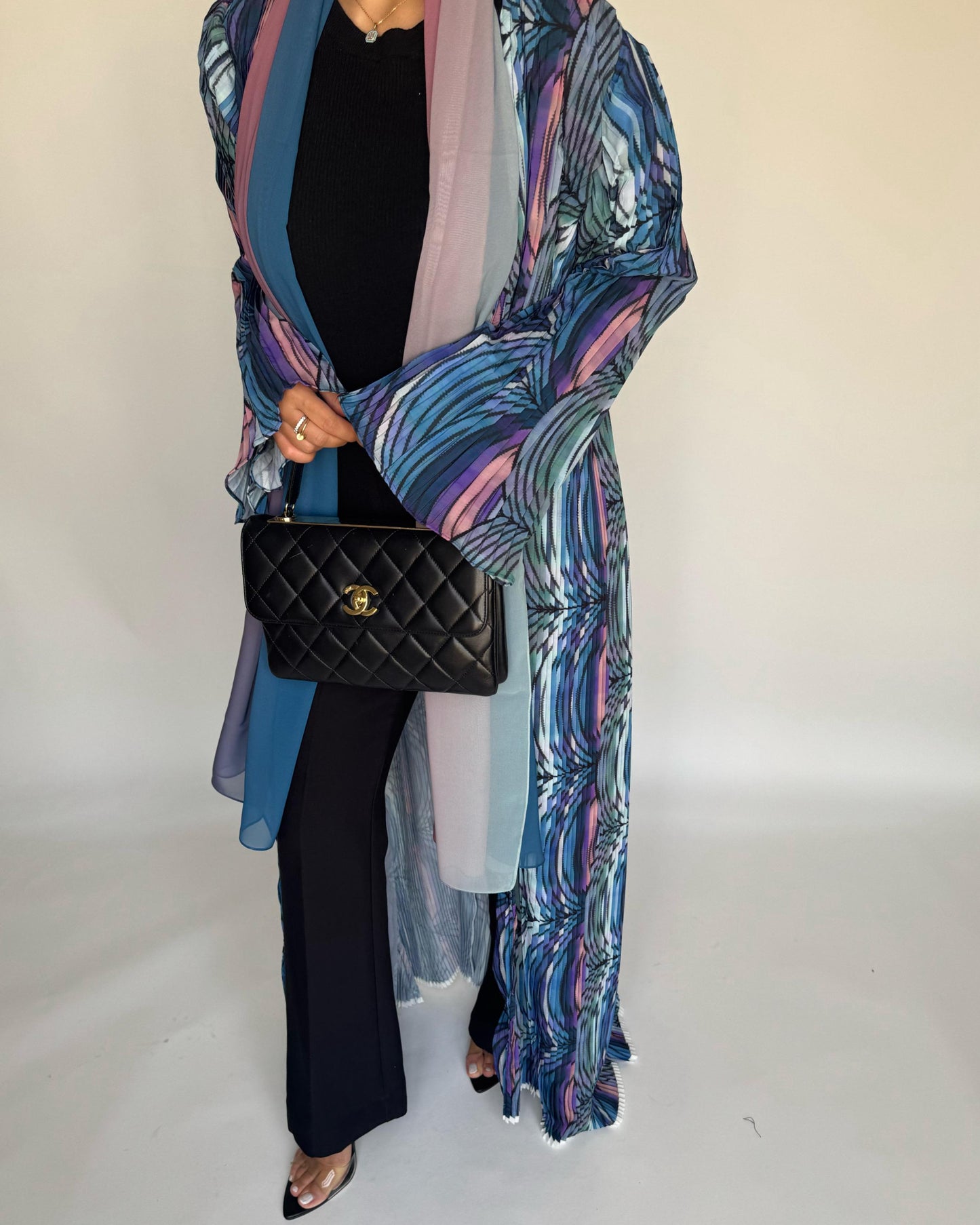 A455 - Pleated Summary Abaya with Ombre Head Scarf