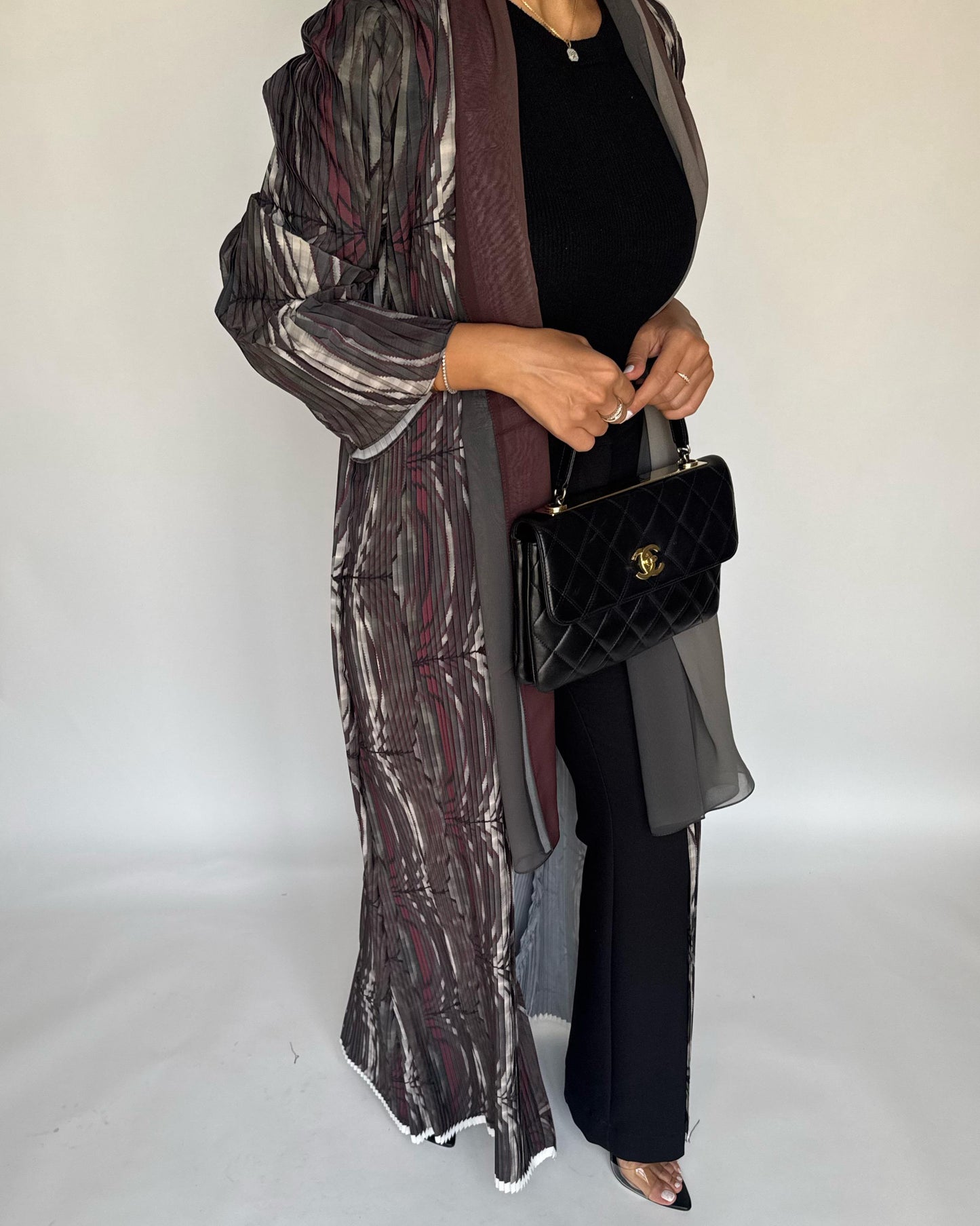 A456 - Pleated Summary Abaya with Ombre Head Scarf