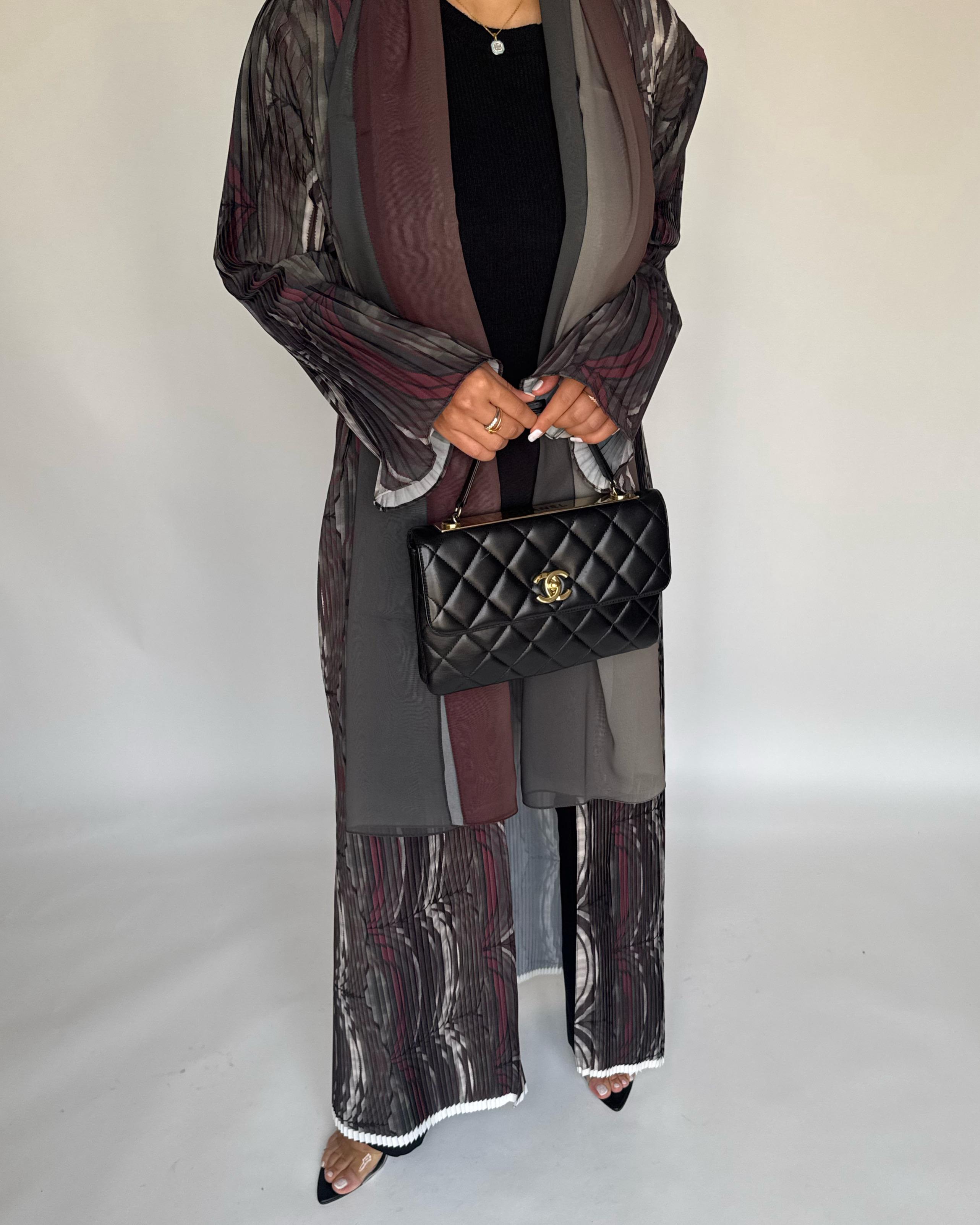 A456 - Pleated Summary Abaya with Ombre Head Scarf