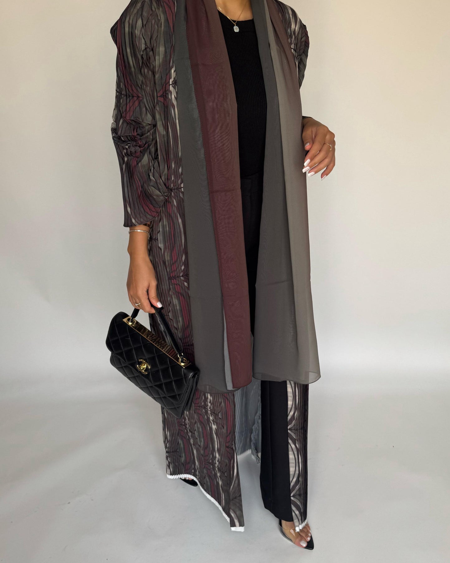 A456 - Pleated Summary Abaya with Ombre Head Scarf
