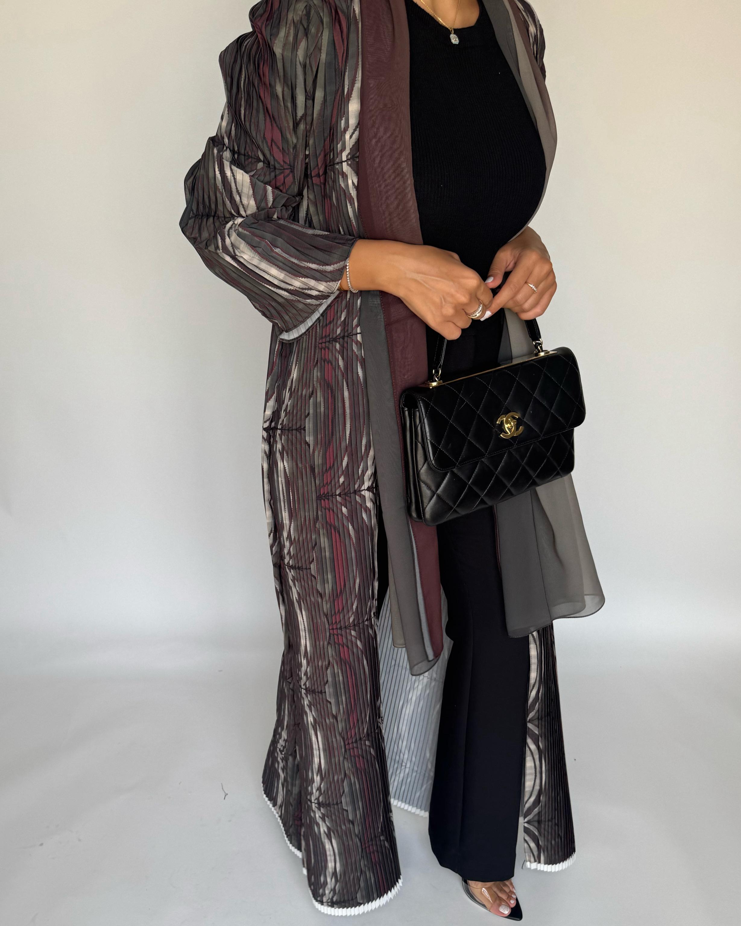 A456 - Pleated Summary Abaya with Ombre Head Scarf
