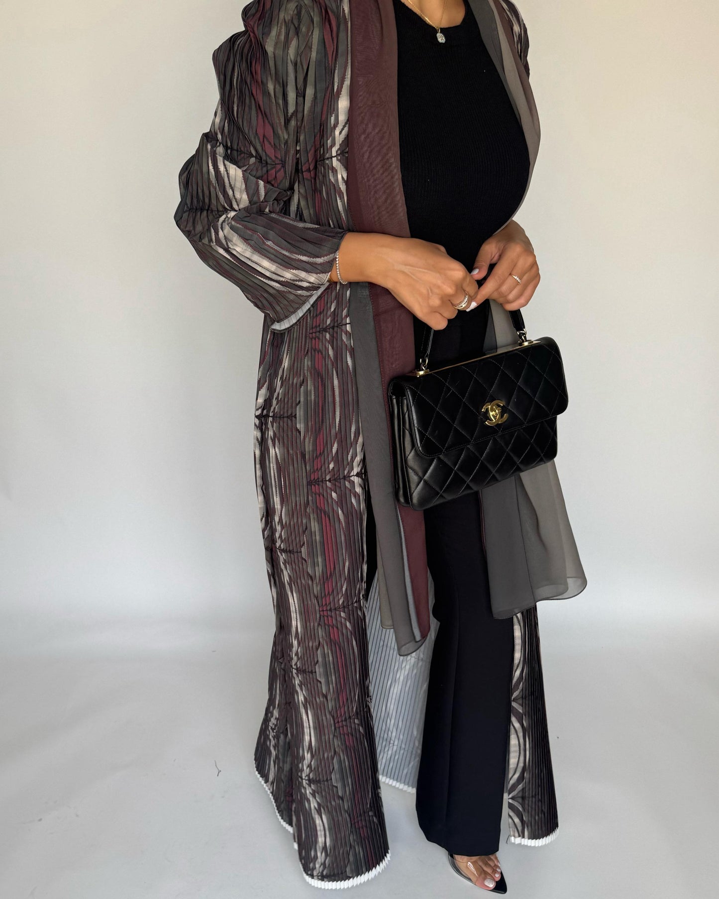 A456 - Pleated Summary Abaya with Ombre Head Scarf
