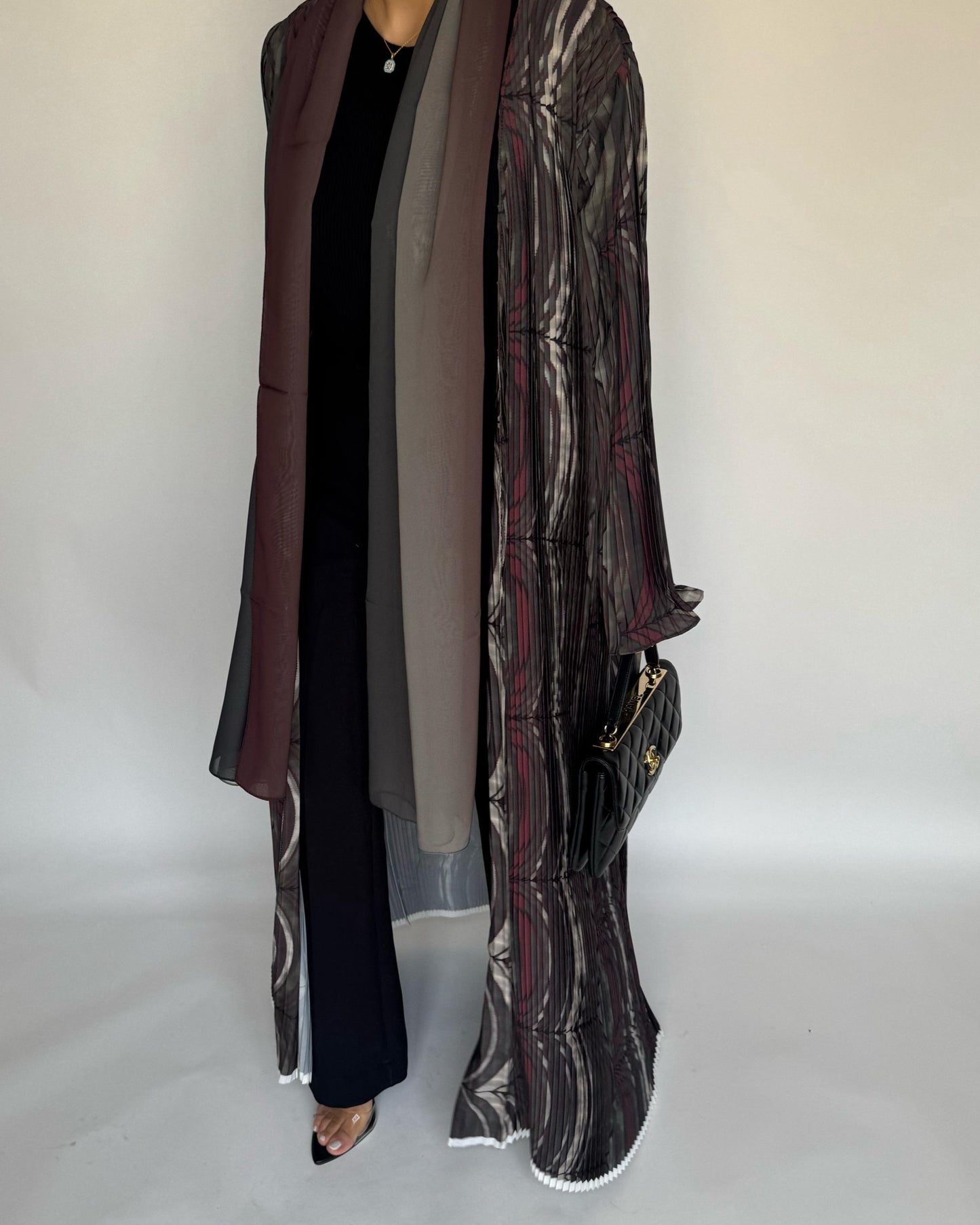 A456 - Pleated Summary Abaya with Ombre Head Scarf