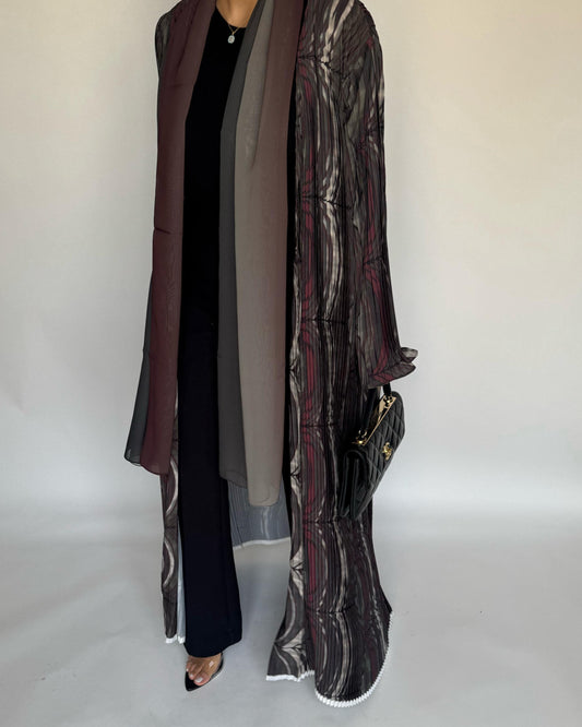 A456 - Pleated Summary Abaya with Ombre Head Scarf