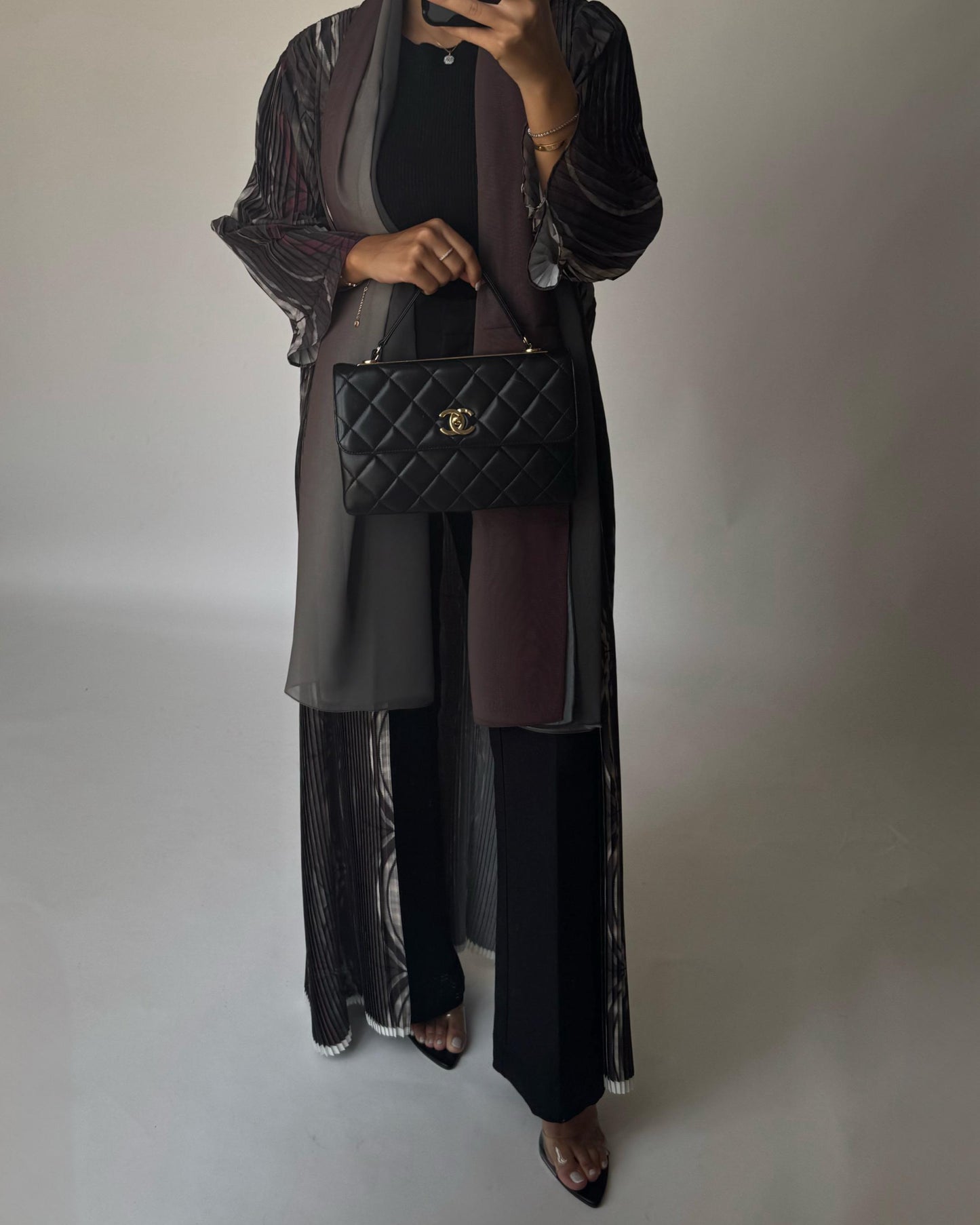 A456 - Pleated Summary Abaya with Ombre Head Scarf