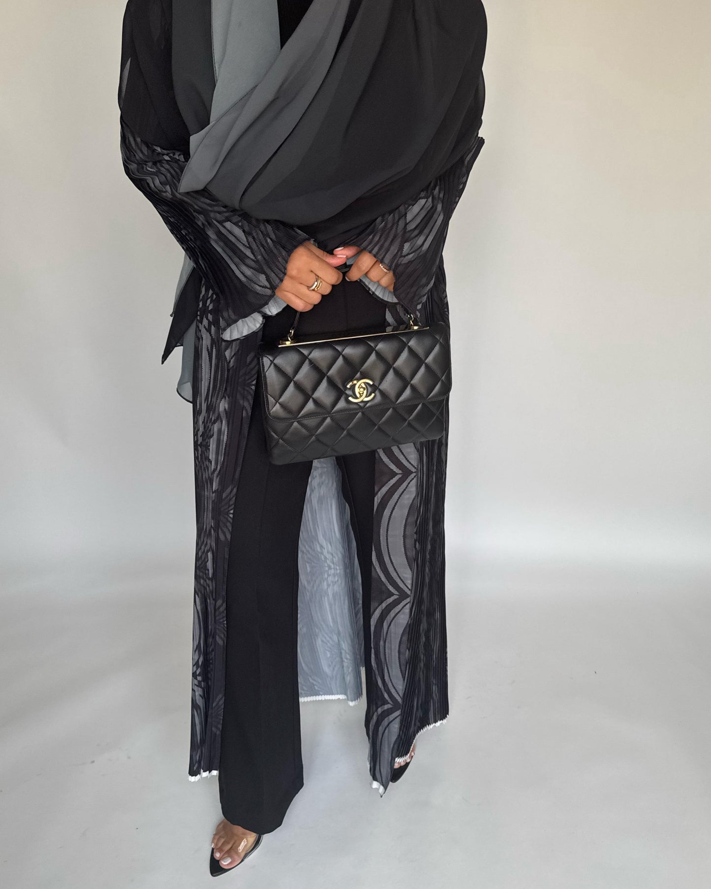 A460 - Pleated Summary Abaya with Ombre Head Scarf