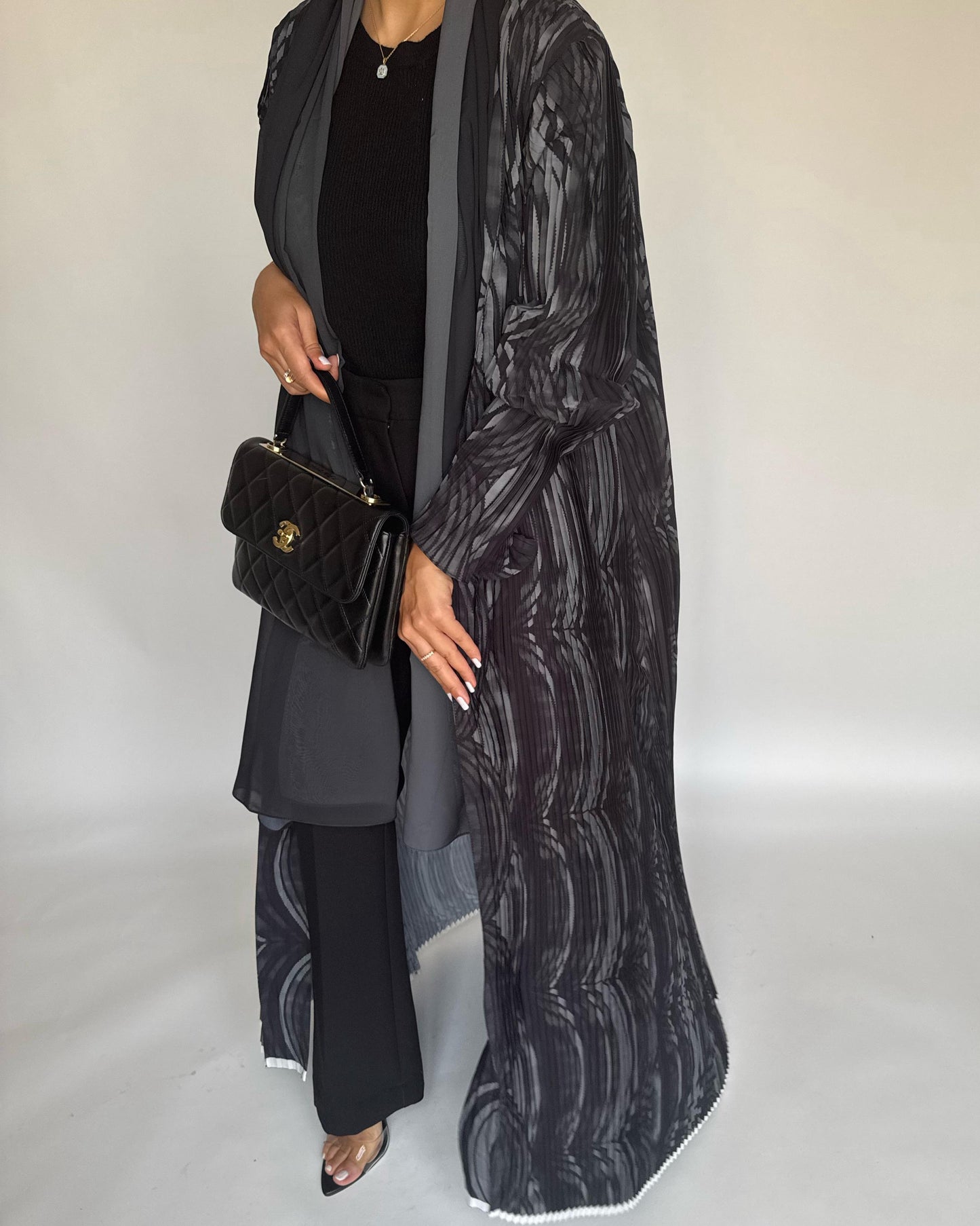 A460 - Pleated Summary Abaya with Ombre Head Scarf