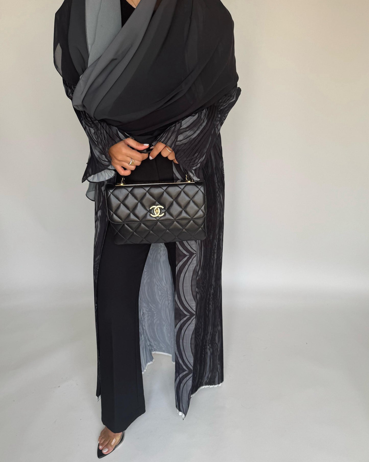 A460 - Pleated Summary Abaya with Ombre Head Scarf