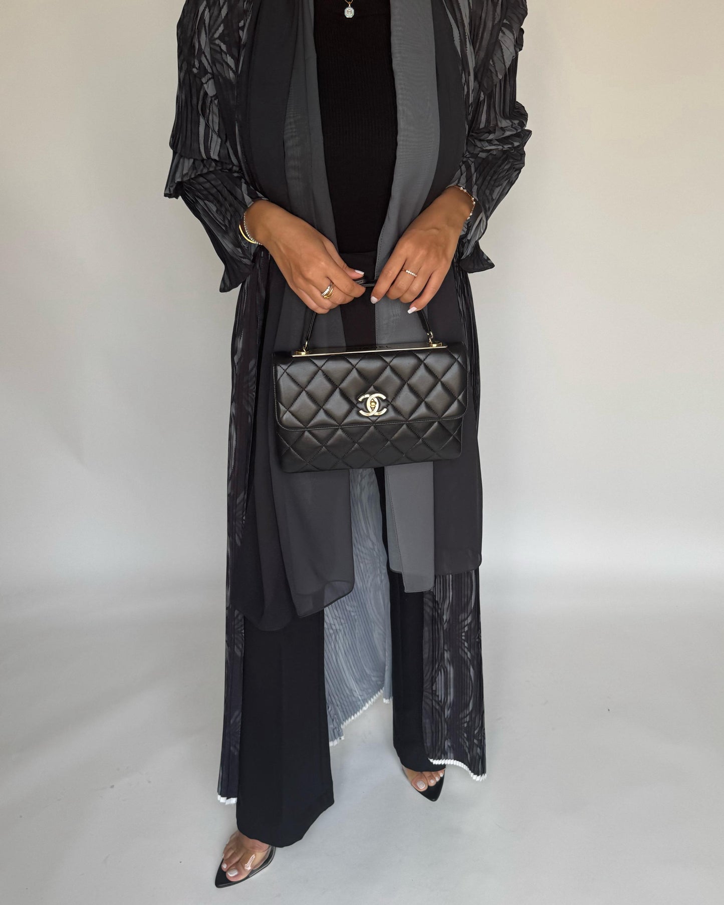 A460 - Pleated Summary Abaya with Ombre Head Scarf