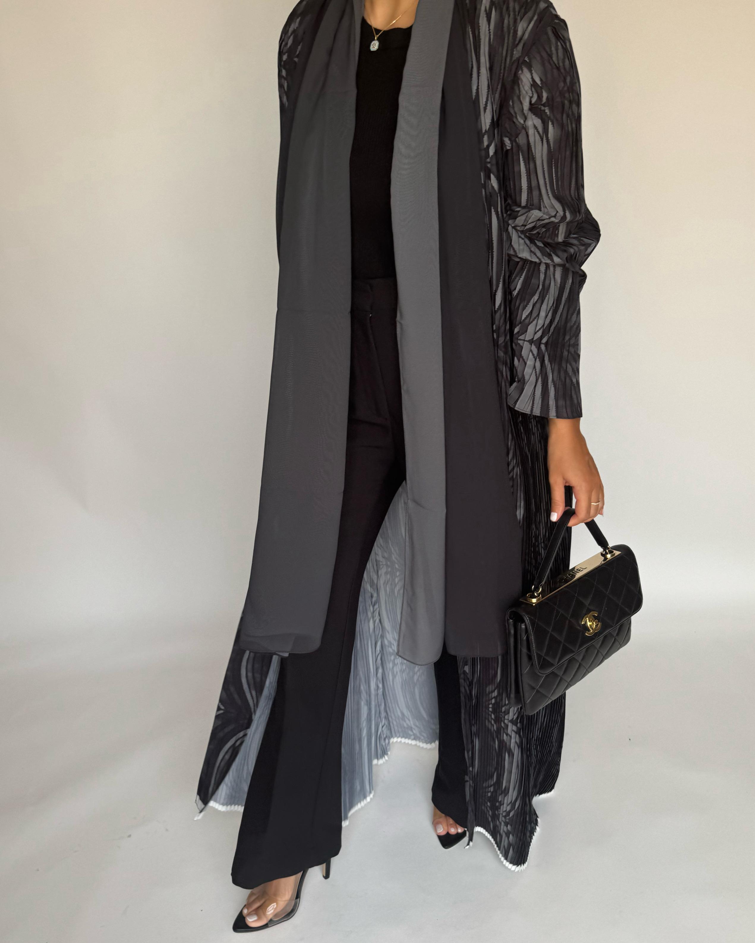 A460 - Pleated Summary Abaya with Ombre Head Scarf