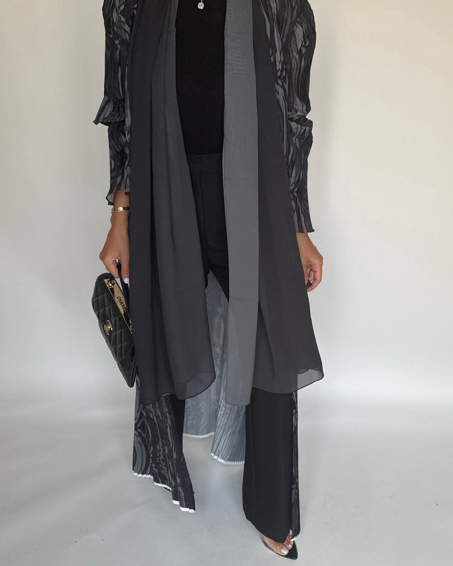 A460 - Pleated Summary Abaya with Ombre Head Scarf
