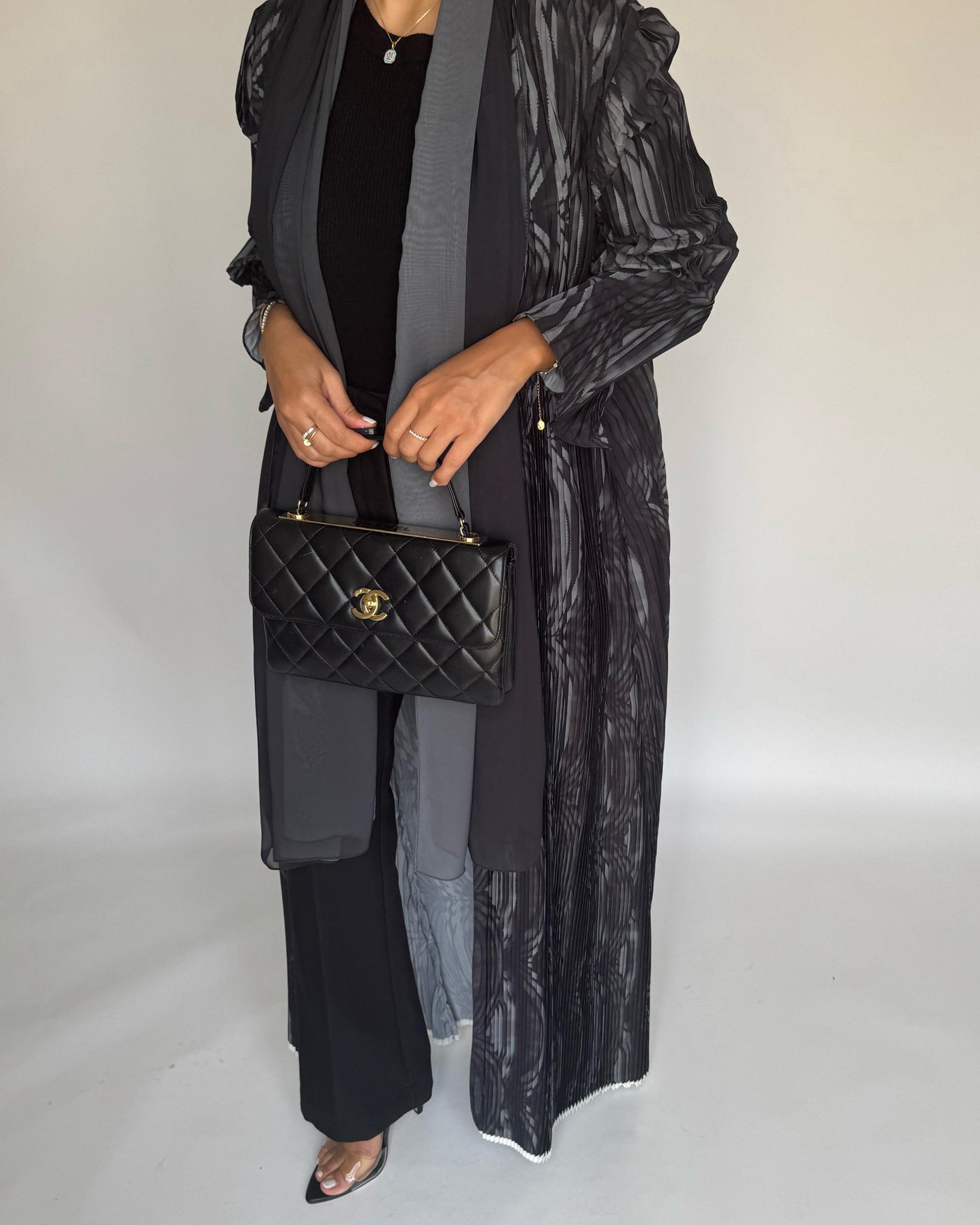A460 - Pleated Summary Abaya with Ombre Head Scarf